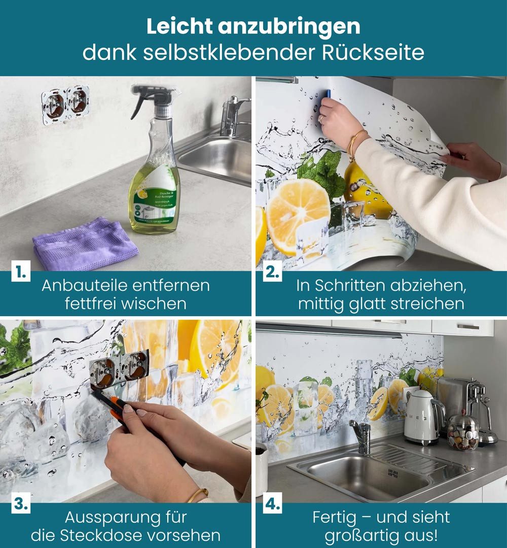 Thumbnail - MyMaxxi Dekorationsfolie Küchenrückwand selbstklebend blühender Blütenbaum Spritzschutz Folie, (Baum gold weiss, 1St.}, ...