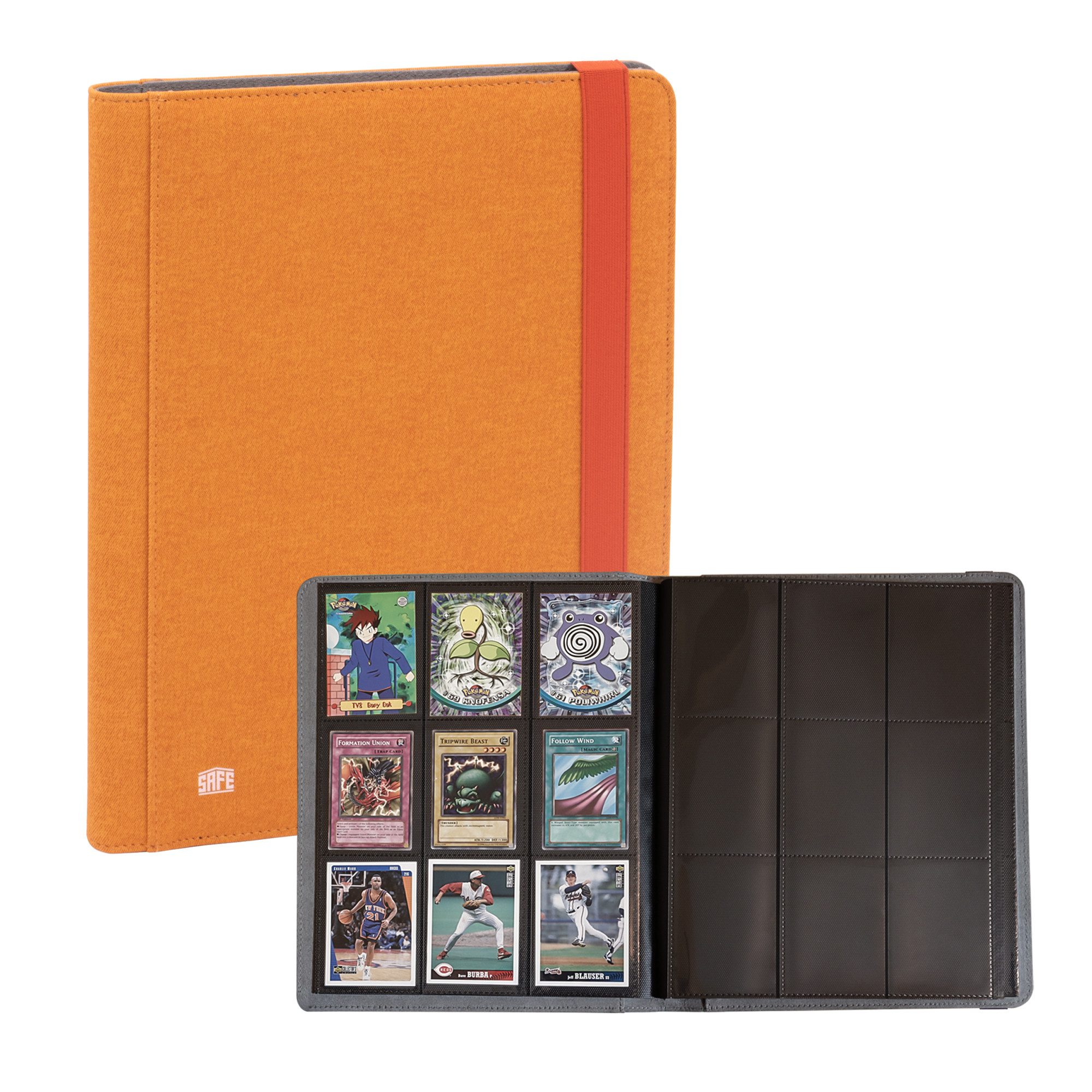 Safe-Album Sammelkarte Sammelalbum für 360 Trading Cards Spielkarten Sportkarten (orange)