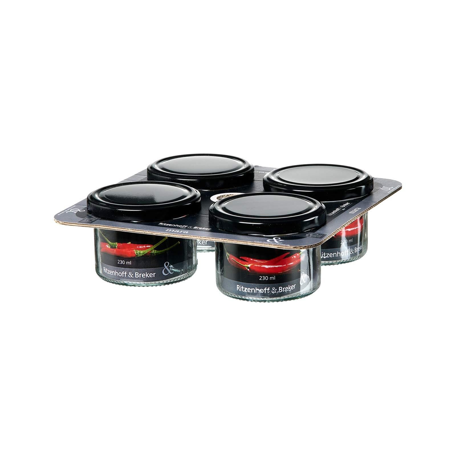 Ritzenhoff & Breker Vorratsglas Mara Vorratsgläser-Set 230 ml 4er Set, Glas, (4-tlg)