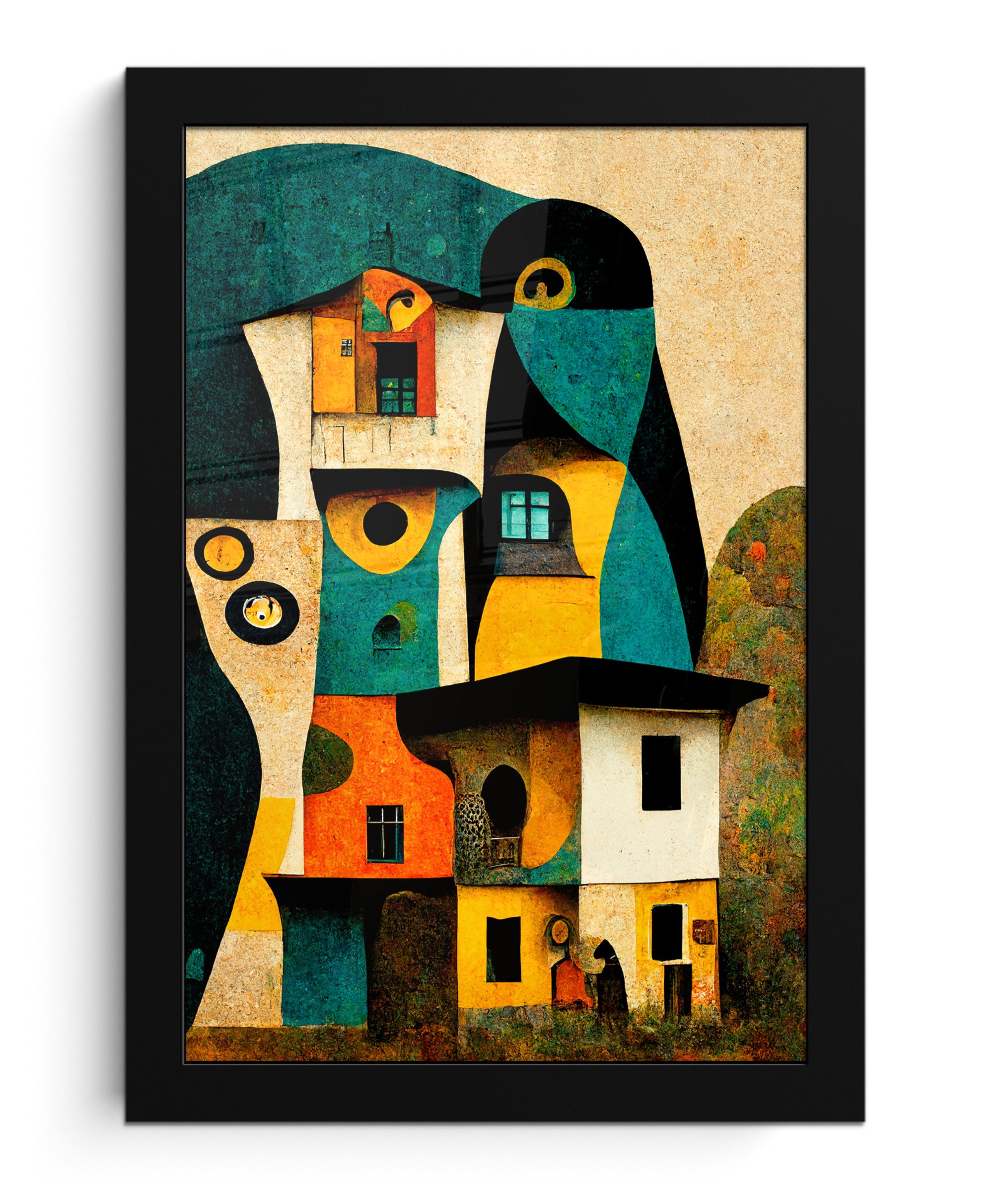 MuchoWow Poster Abstrakt - Design - Zuhause - Vintage - Kunst, (1 St), Bilderrahmen, Zimmer Deko, Bild für Wohnzimmer, 20x30 cm