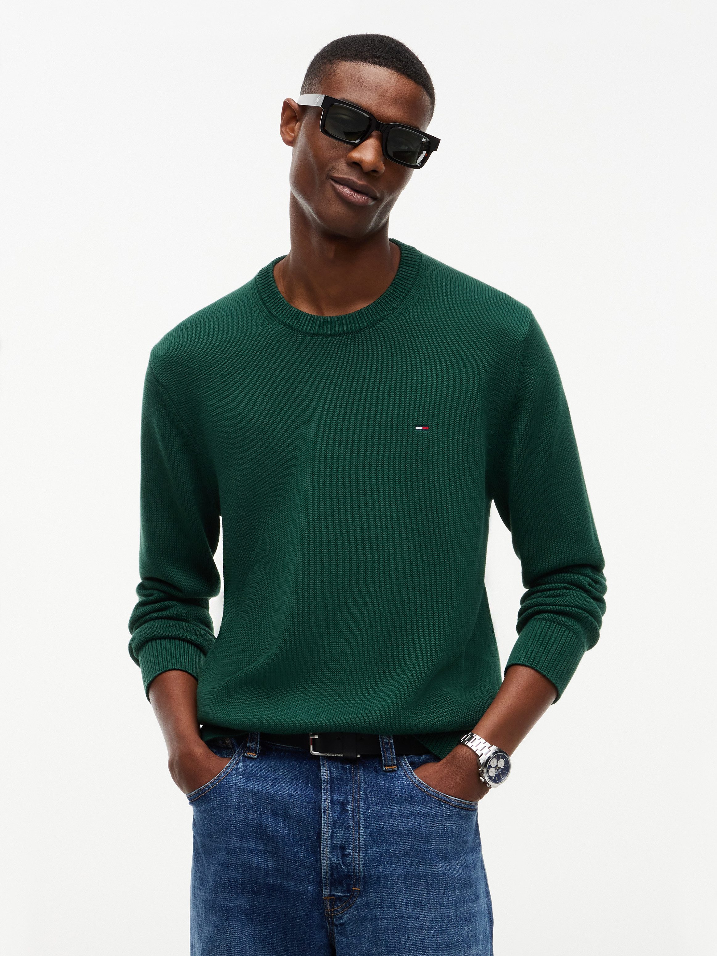Tommy Jeans Rundhalspullover Slim fit mit Rundhalsausschnitt