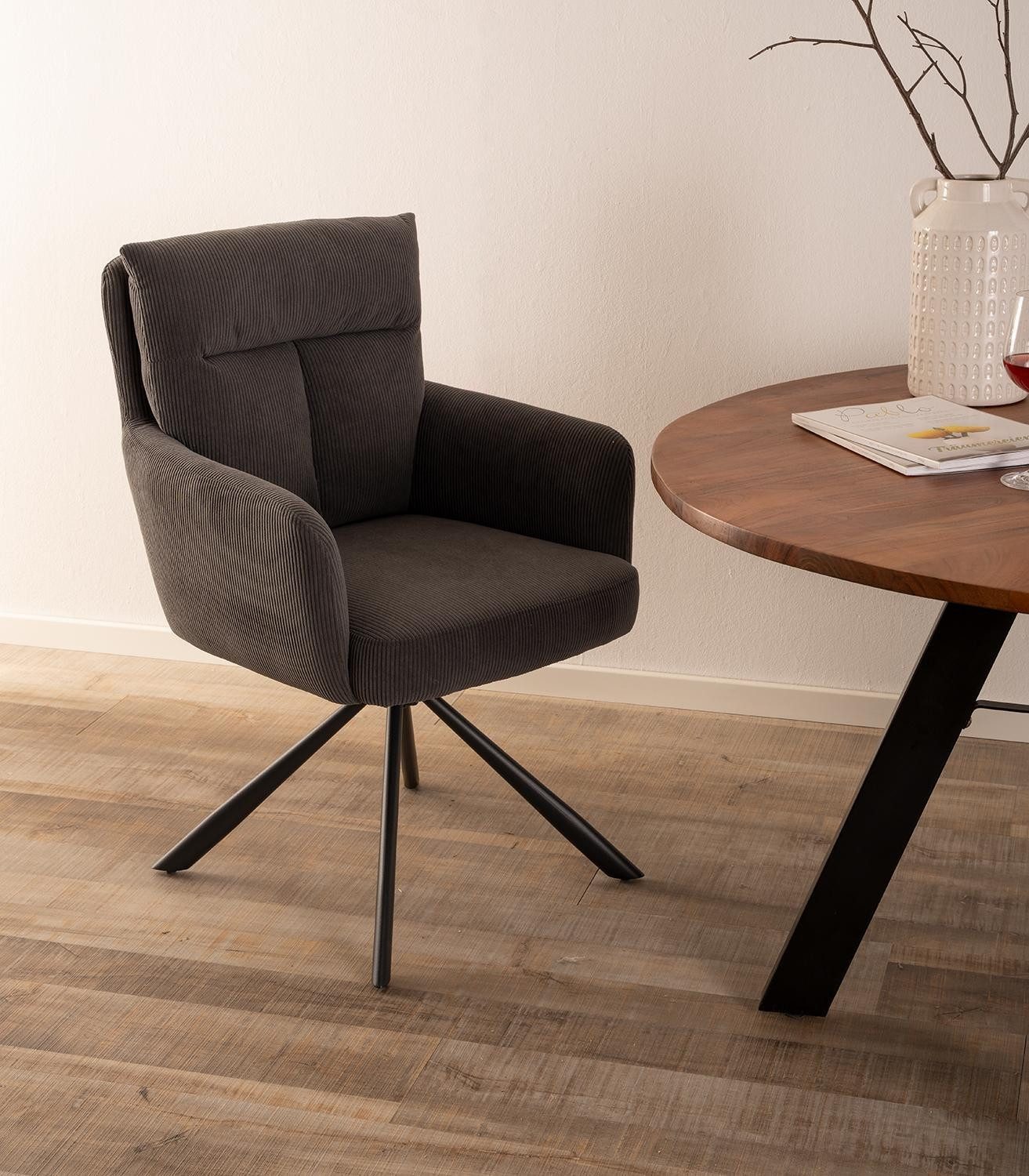 Home4You Polsterstuhl, Dunkelgrau, Cordbezug, Metallgestell, (1 St), 180 Gr günstig online kaufen