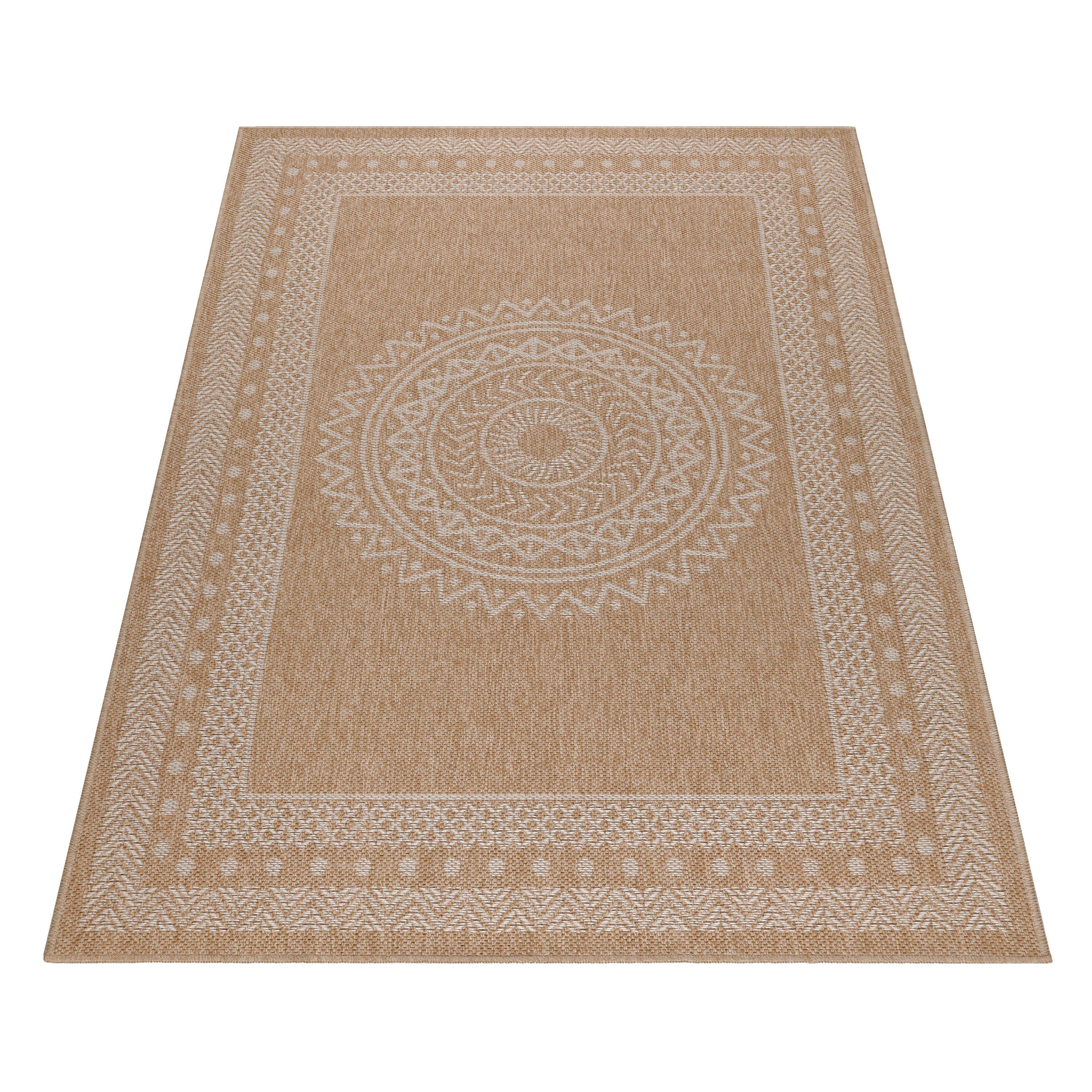 Teppium Teppich Vintage Design, Rechteckig, Höhe: 5 mm, Outdoor Teppich Vintage Design Natur Optik für Küche Balkon Terrasse