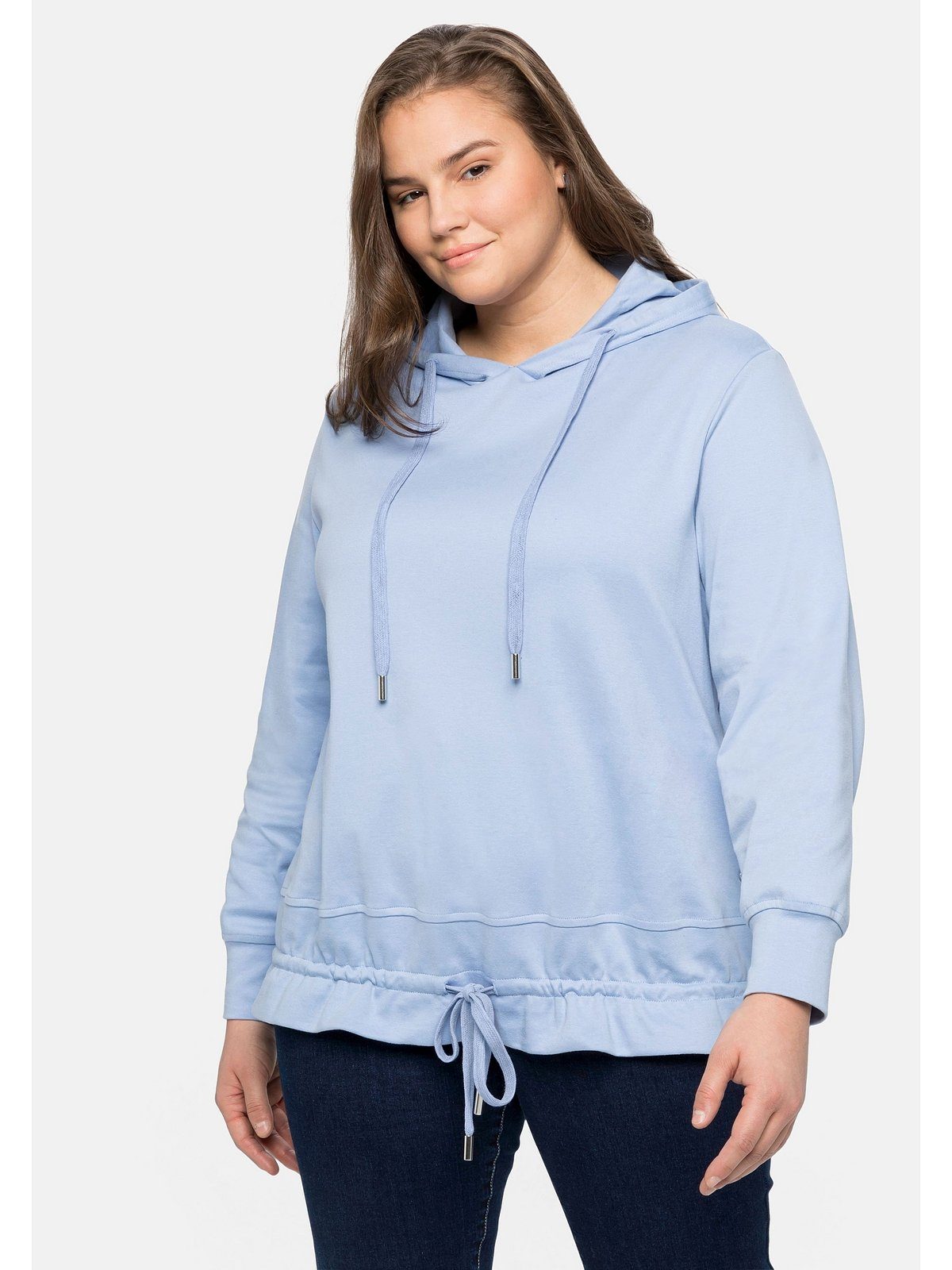 Sheego Langarmshirt Große Größen mit Kapuze und Tunnelzügen. Reduzierter Preis € 19,99. Unverbindliche Preisempfehlung € 47,99