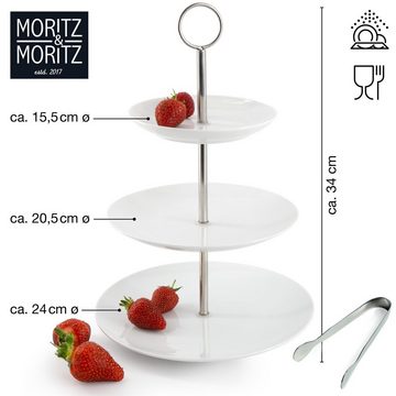Moritz & Moritz Etagere Obst Etagere 3 Etagen, Porzellan, (3 stöckig), inkl. Zange Perfekt als Obstschale