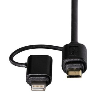 Hama Hama 2in1 Lightning-Kabel + Micro-USB Lade-Kabel Datebkabel für Handy iPhoneX 8 7 6S 6 SE 5 Smartphone-Kabel, Standard-USB, Micro-USB, Lightning (120 cm), vergoldet, geschirmt, High-Speed-Datenübertragung