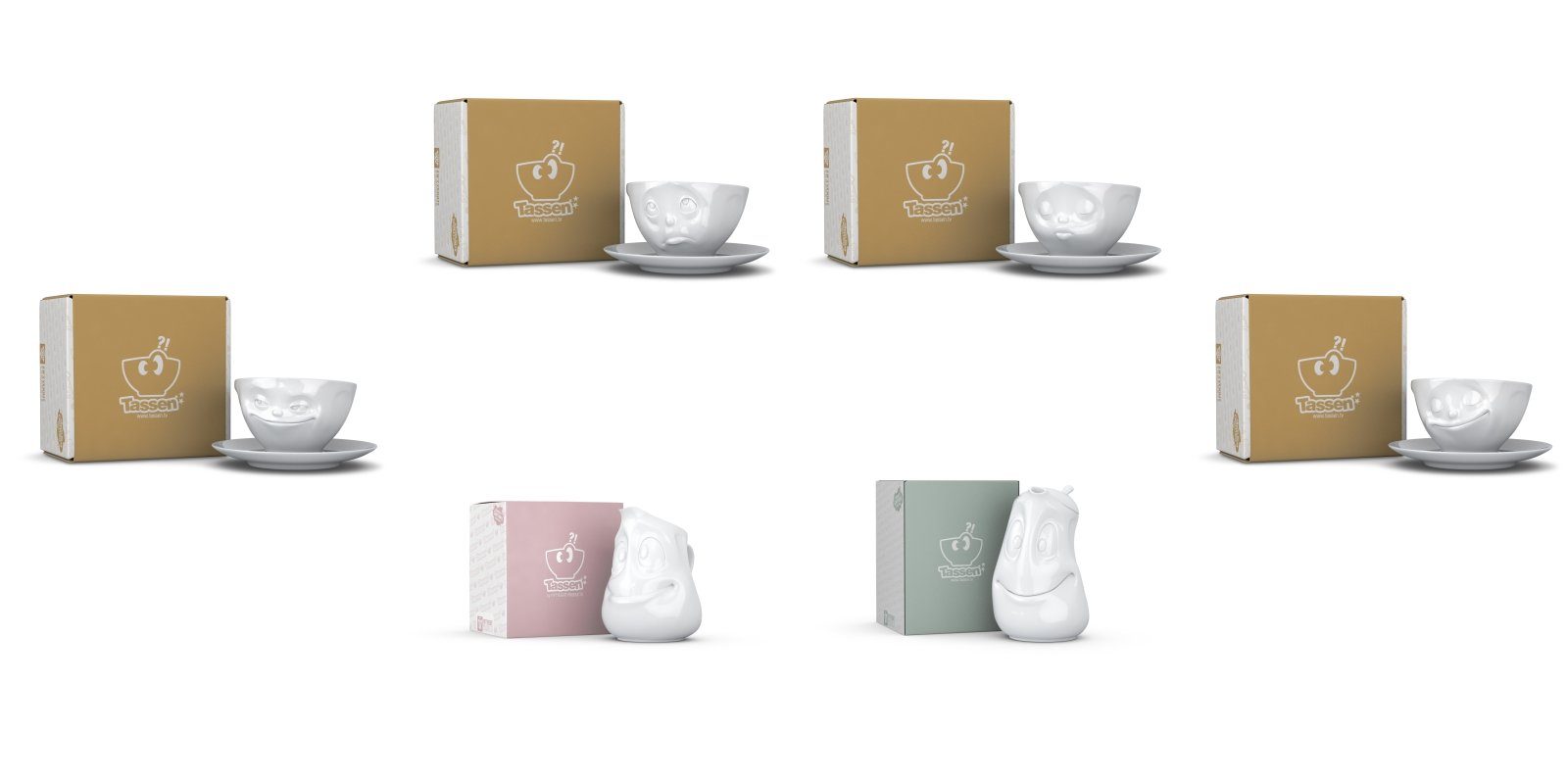 FIFTYEIGHT PRODUCTS Tasse Set 6-tlg. - Kaffeetassen Kanne Kännchen - % Weiß