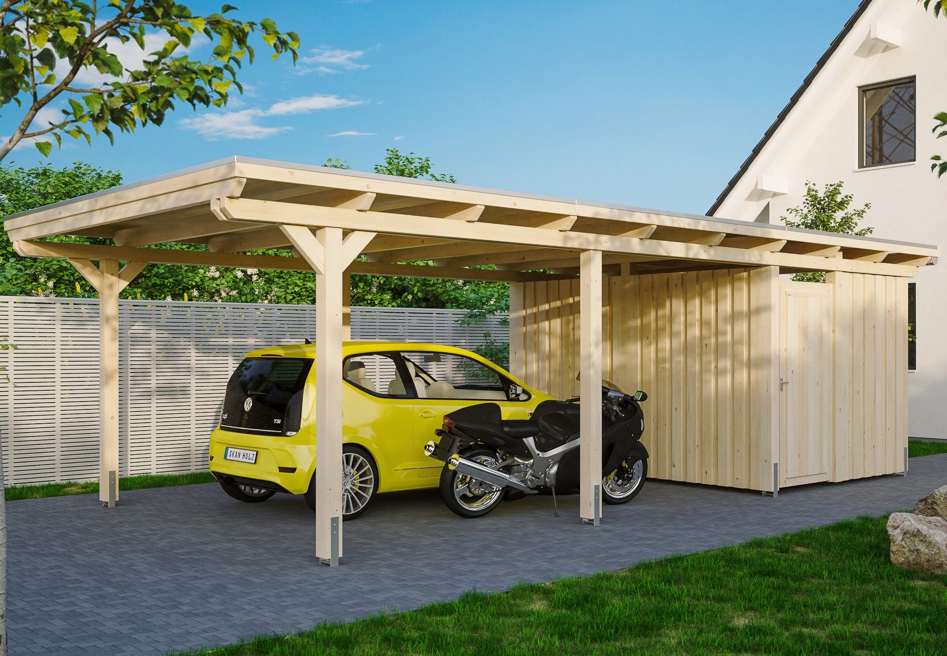 Emsland, cm, BxT: Einzelcarport cm Skanholz Einfahrtshöhe 404x846 223