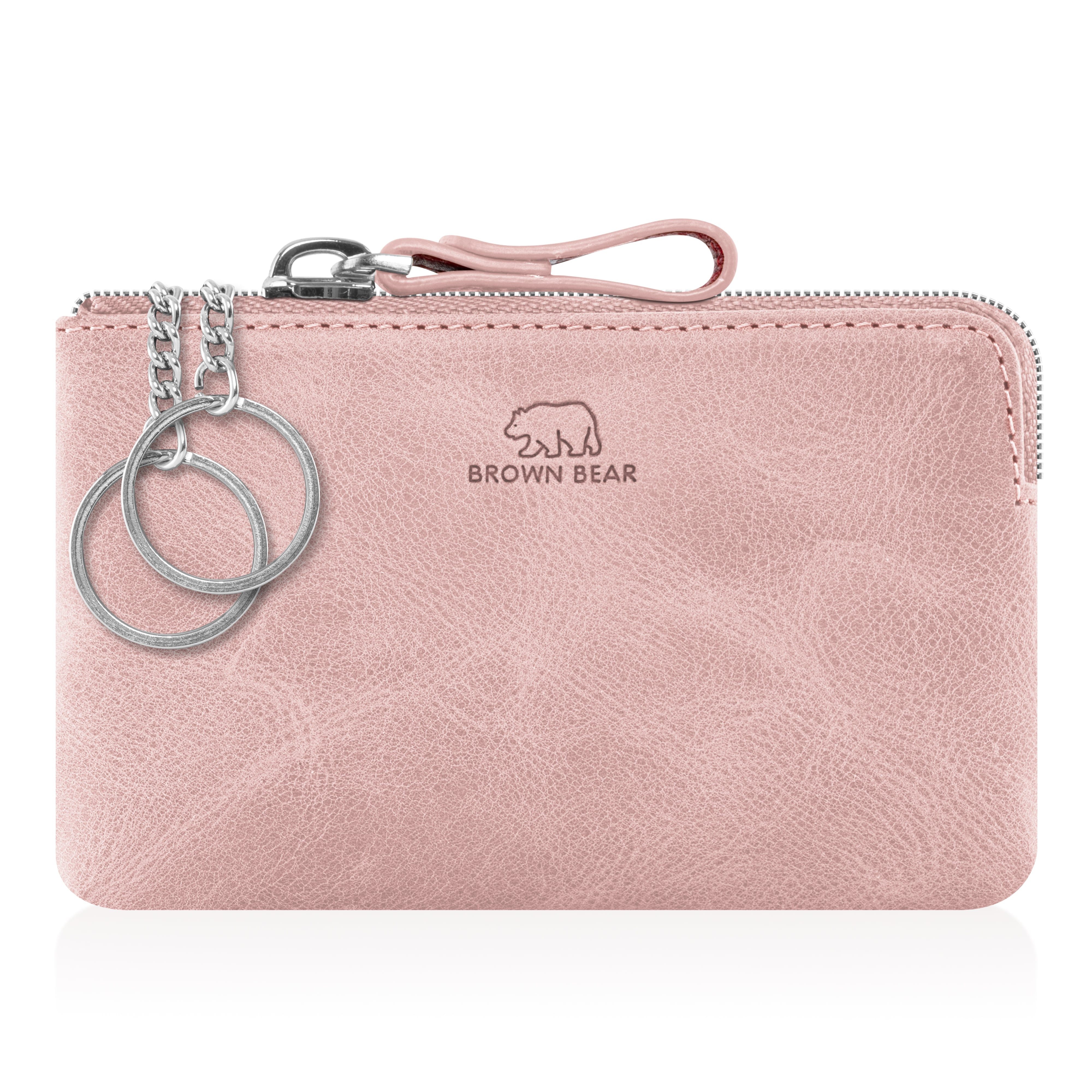 Brown Bear Schlüsseltasche 8017 - aus Echtleder mit zwei Schlüsselringen, mit Münzfach Farbe Pink-Vintage