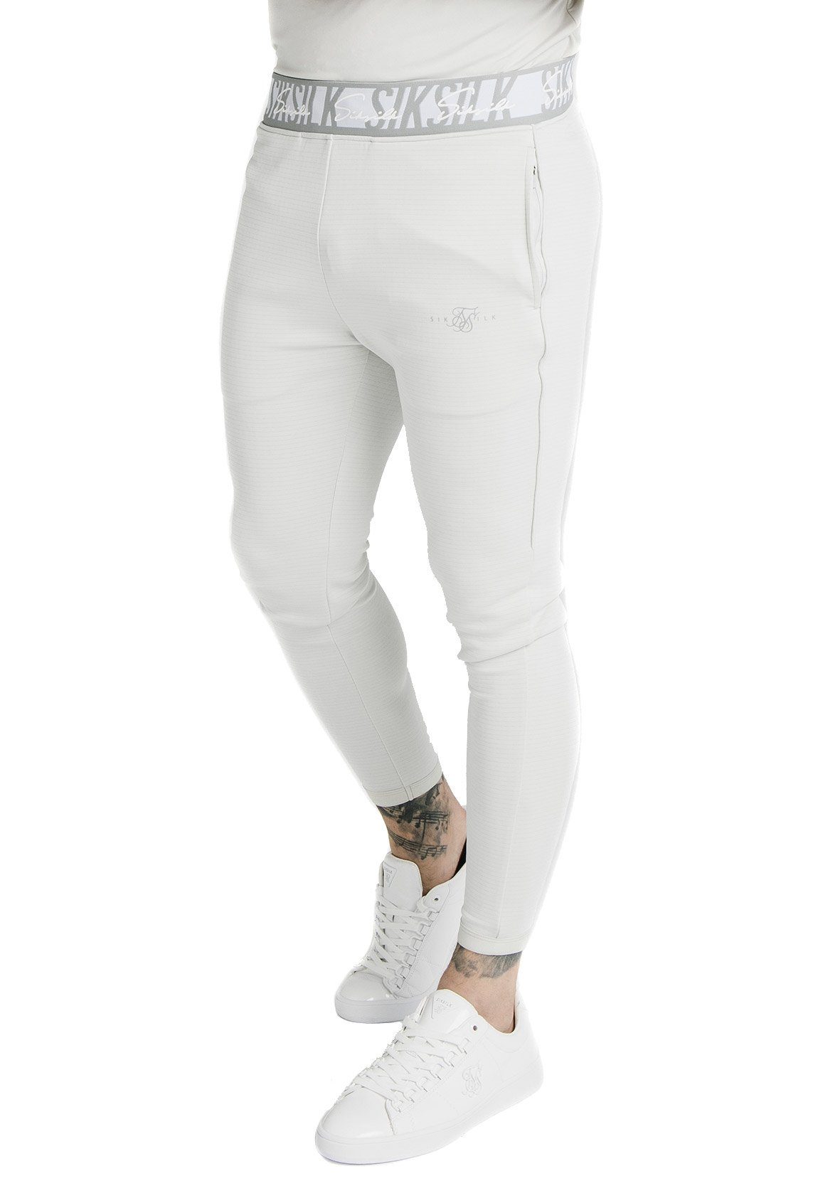 Jogginghose SikSilk Jogger Herren SCOPE TAPE TRACK PANT SS-17748 Ice Grey