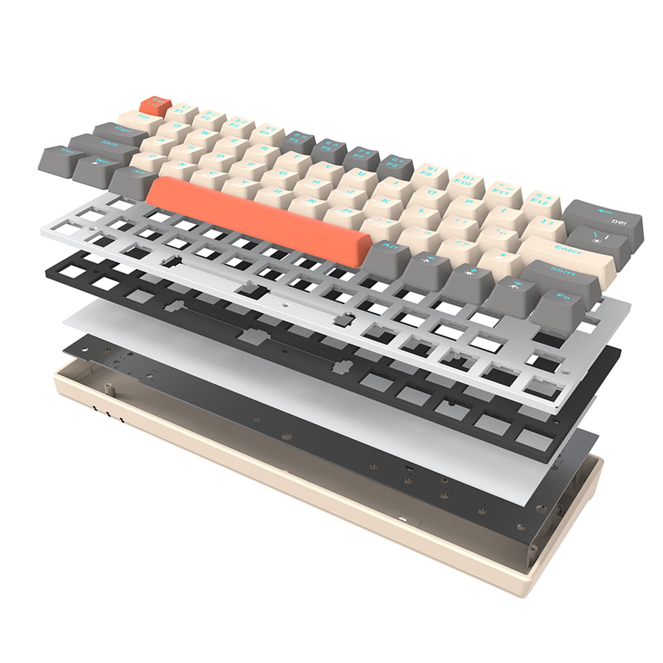 KINSI Mechanische Tastatur 63 Tasten - RGB LED Hintergrundbeleuchtung Gaming-Tastatur (Für PC & Laptop - Kompakt & Reaktionsschnell)