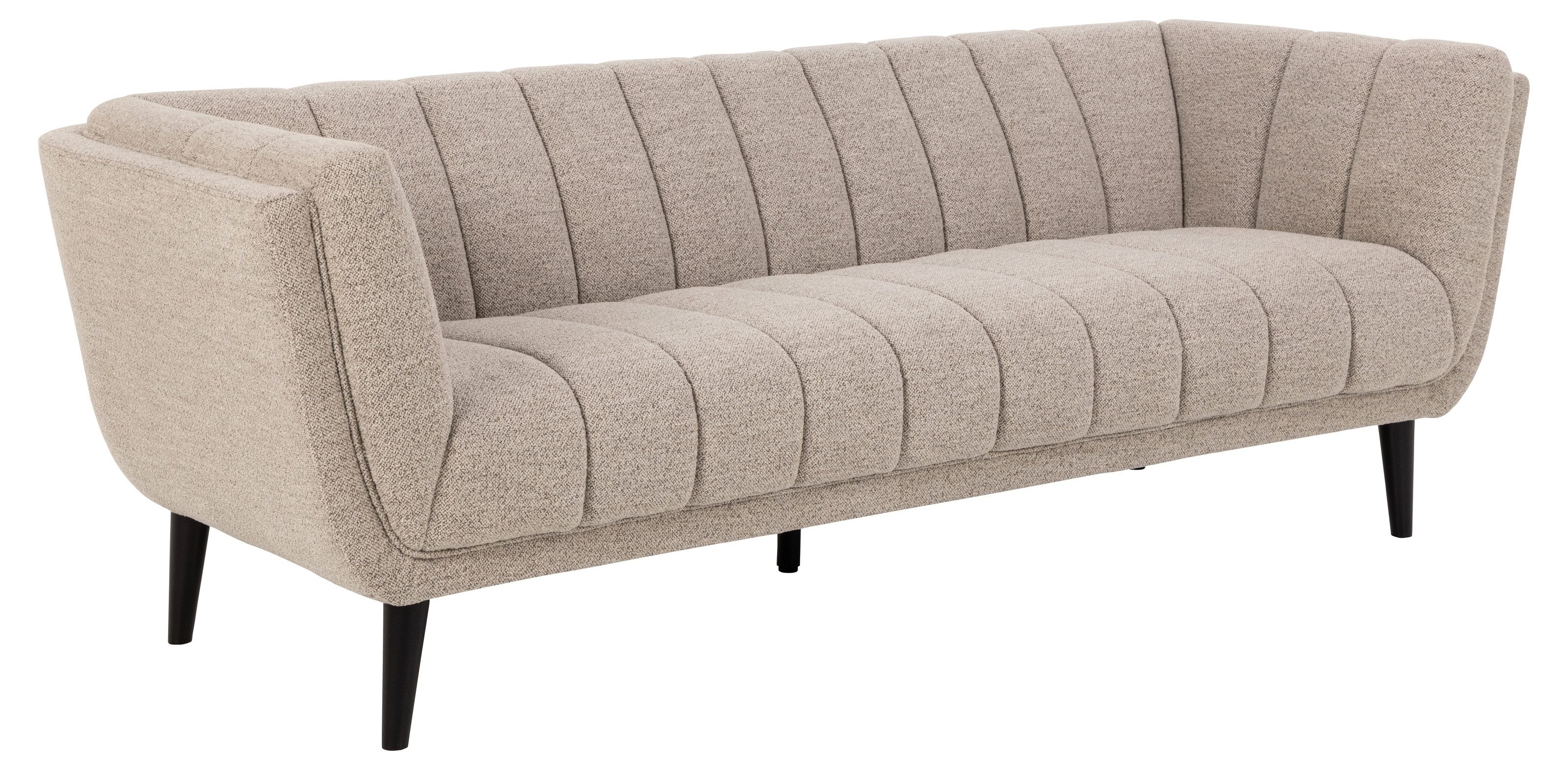 freiraum 3-Sitzer Tampa, in Beige, Stoff, Rubberwood - 218x76,5x86,5cm (BxHxT)
