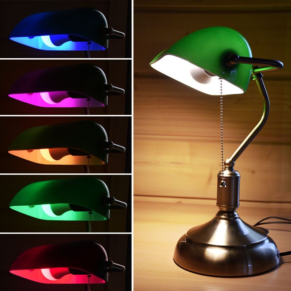 Tisch Retro RGB Dimmer LED Leuchtmittel LED Farbwechsel, Fernbedienung etc-shop inklusive, Warmweiß, Tischleuchte, Lampe Banker