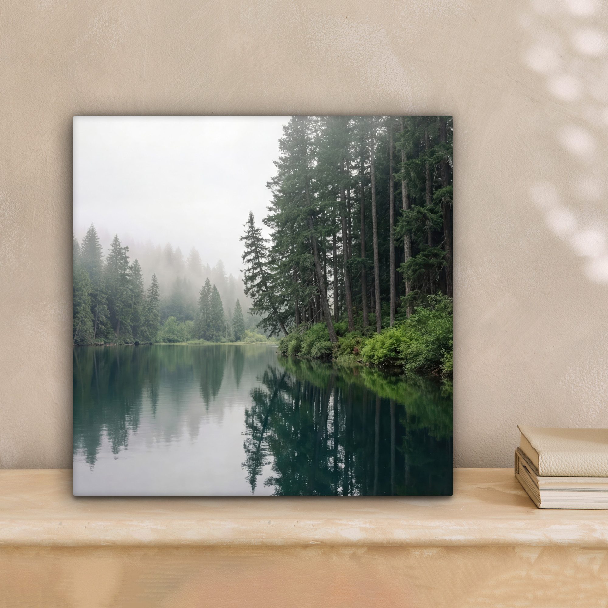 OneMillionCanvasses® Leinwandbild Berge - See - Wald, Fotodruck (1 St), Leinwand Bilder Klein, Wand Dekoration Aesthetic 30x20 cm – Bild 2 von 5