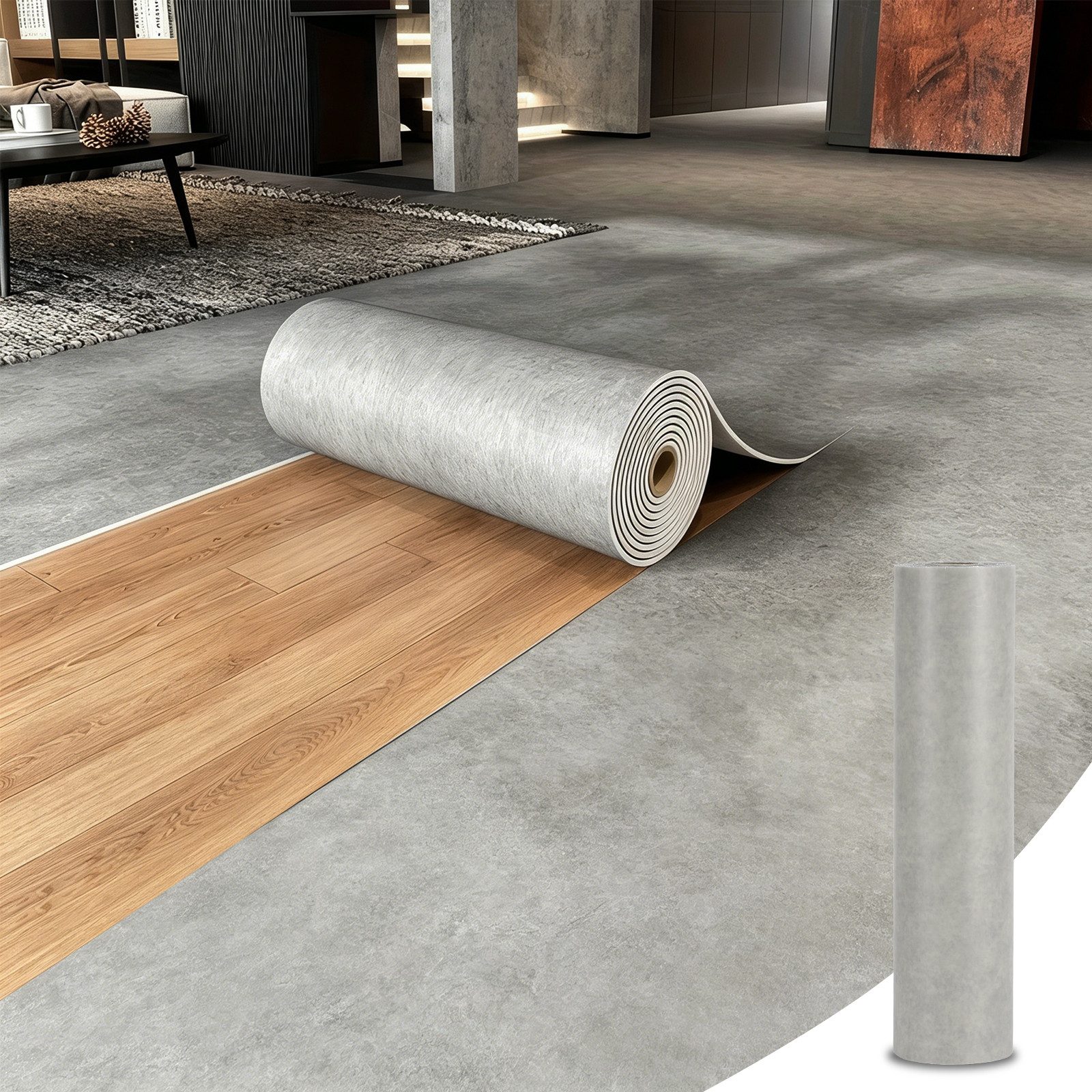 BlingBin Möbelfolie Selbstklebende abziehbare Folie mit Beton-Rissoptik in Grau 40×300 cm, (1 Stück, 1St.}, 40x300cm), Zement-Optik für Möbel, Küchenrückwände und Schränke