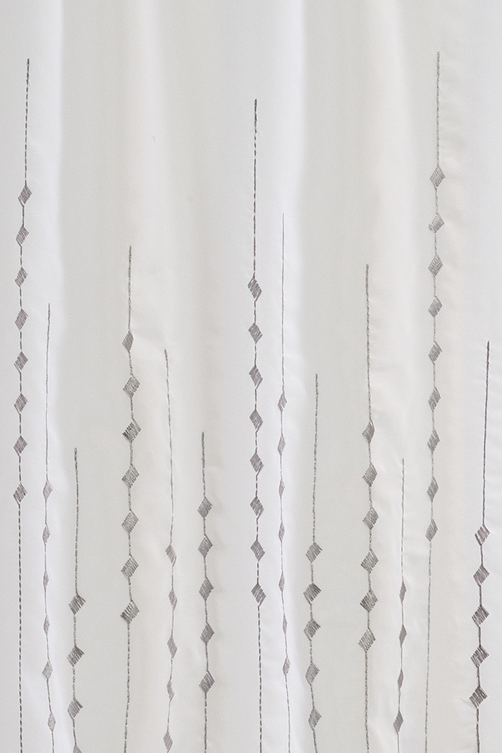 ELBERSDRUCKE Scheibengardine Bistrogardine mit Schlaufen Helio weiß-grau 48 x 140 cm (1 St), Schlaufen, transparent, Polyester, bestickt, modern, Sichtschutz