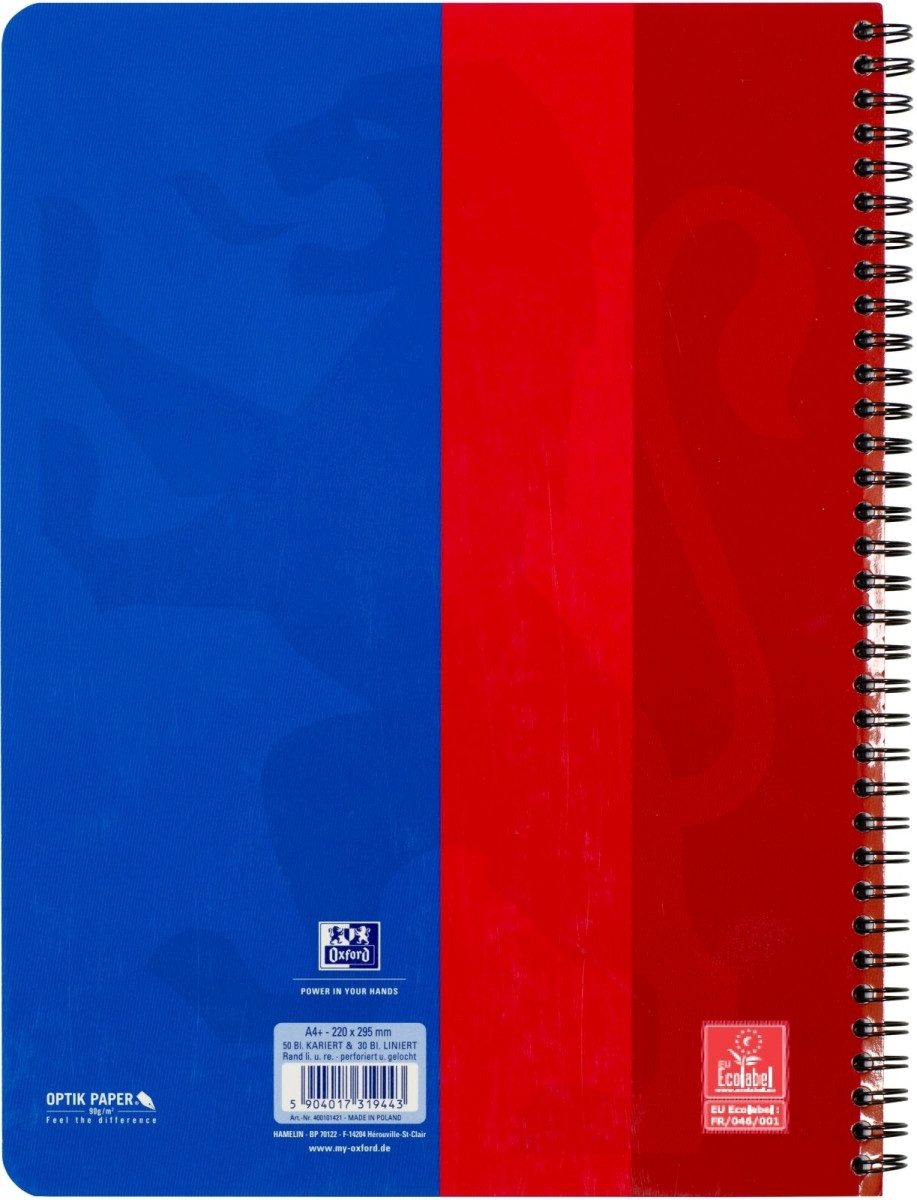 OXFORD Notizblock Collegeblock Schule Duo Klassik A4+ Lineatur 28/27 50/30 Blatt Packung