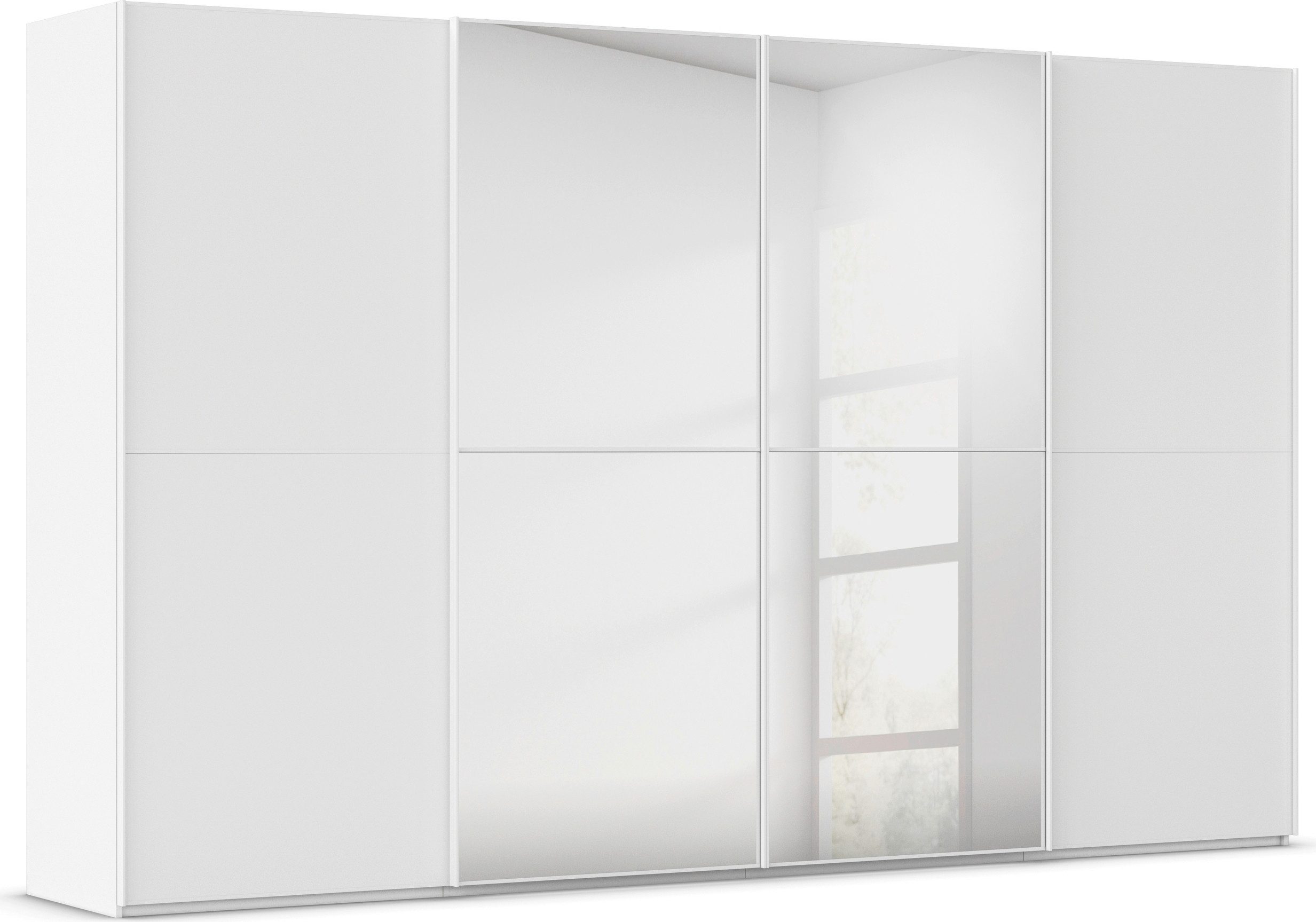 rauch Schwebetürenschrank Kleiderschrank Schrank Garderobe Schlafzimmerschrank SCALE-DUO edle zweigeteilte Türen, Spiegel und 3 Zierleisten MADE IN GERMANY