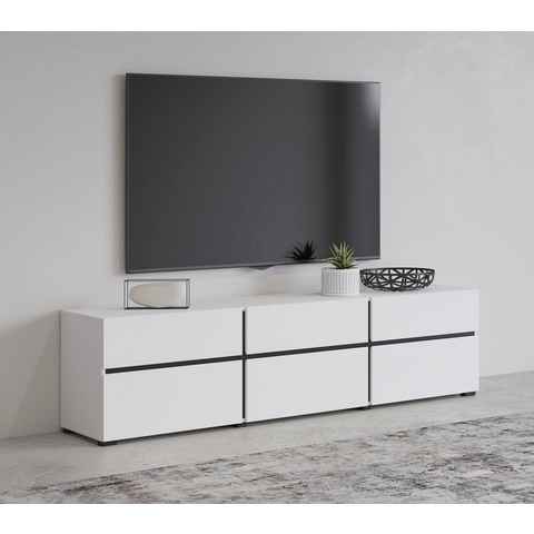 INOSIGN Lowboard Cross, moderne grifflose TV-Kommode,3 Klappen/3 Schubkästen, Breite 180 cm, TV-Schrank mit viel Stauraum, TV-Board