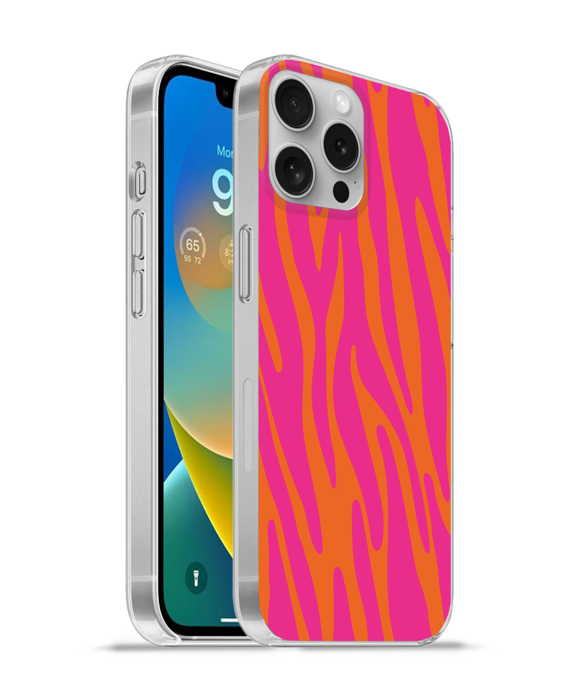 MuchoWow Handyhülle für Apple iPhone 16 Pro Max Zebramuster - Rosa - Orange - Tiermuster, Smartphone-Bumper, Print, Handy Schutzhülle Dünn