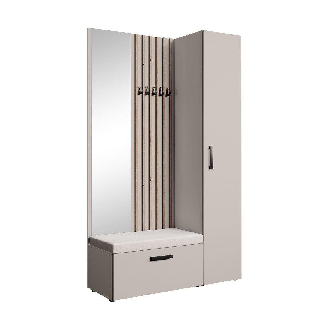 Beautysofa Garderobenschrank mit großem Spiegel und Kleiderstange MARGARET günstig online kaufen