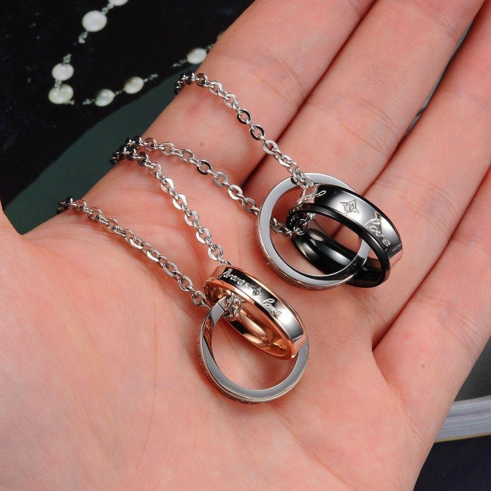 Kim Johanson Schmuckset Endless Love (Set, 4-tlg), mit Zirkonia, Partnerketten: 2 Ketten mit Anhänger, mit Zirkonia