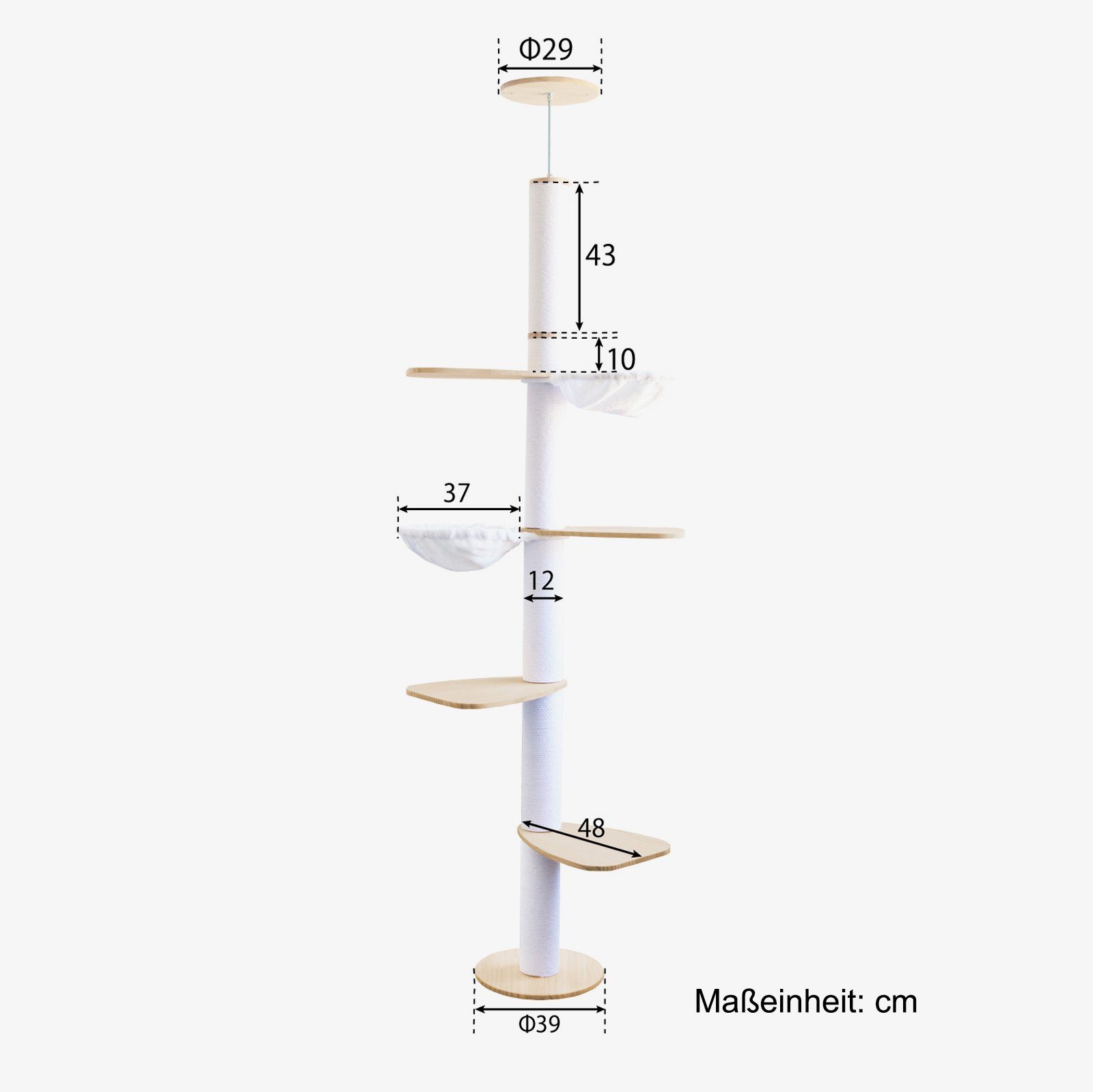 Liszton Kratzbaum Katzenbaum,5-stöckig, von Boden bis Decke, höhenverstellbar190–260 cm