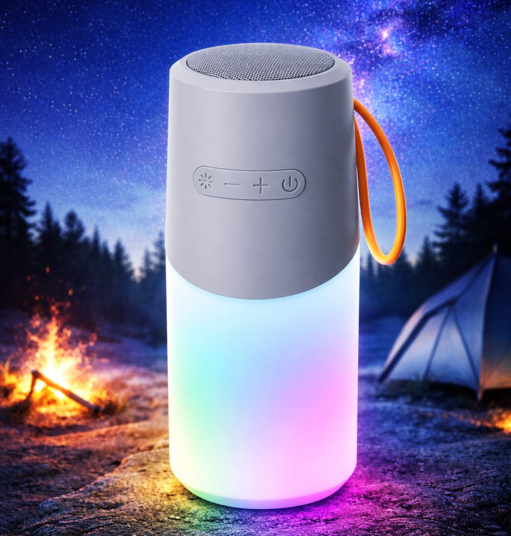 Reflexion BTX705 Camping Lampe, Nachtlicht, Outdoor Bluetooth-Lautsprecher (Bluetooth, 40 W, Ultra kompakt, IPX5 Spritzwassergeschützt, LED-Effekte, MicroSD Slot)