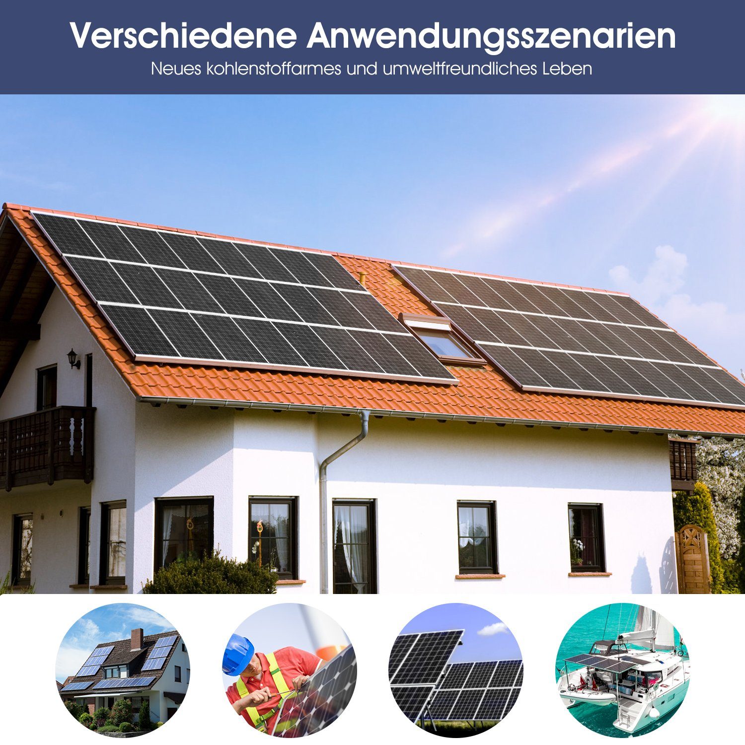 IP65 Ladegerät Solarpanel 100A mit Solaranlage 12V oyajia 100W Solarmodul Solar Solargenerator Kit, Solarladeregler Balkonkraftwerk, Wasserdichte