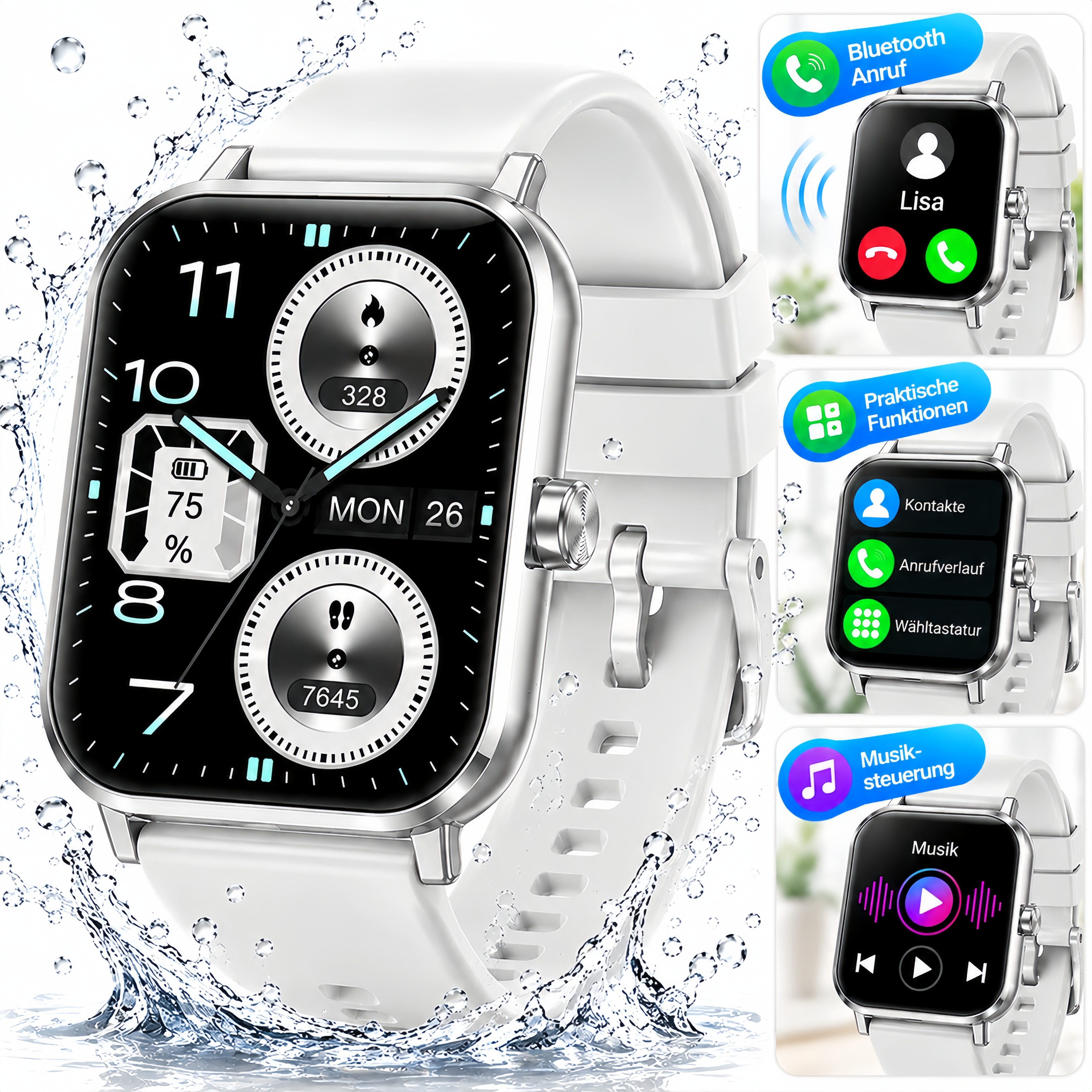 Forrlite 2026 Smartwatch Damen Herren mit 7 Tagen Akkulaufzeit,1,83" HD Smartwatch (Touchscreen Smartwatch cm) Spar-Set, KI-Sprachassistent, Herzfrequenz,SpO₂,Schlaf,100+ Sportmodi, KI-Sprachassistent, Herzfrequenz,SpO₂,Schlaf,200+ Sportmodi, Spar-Set