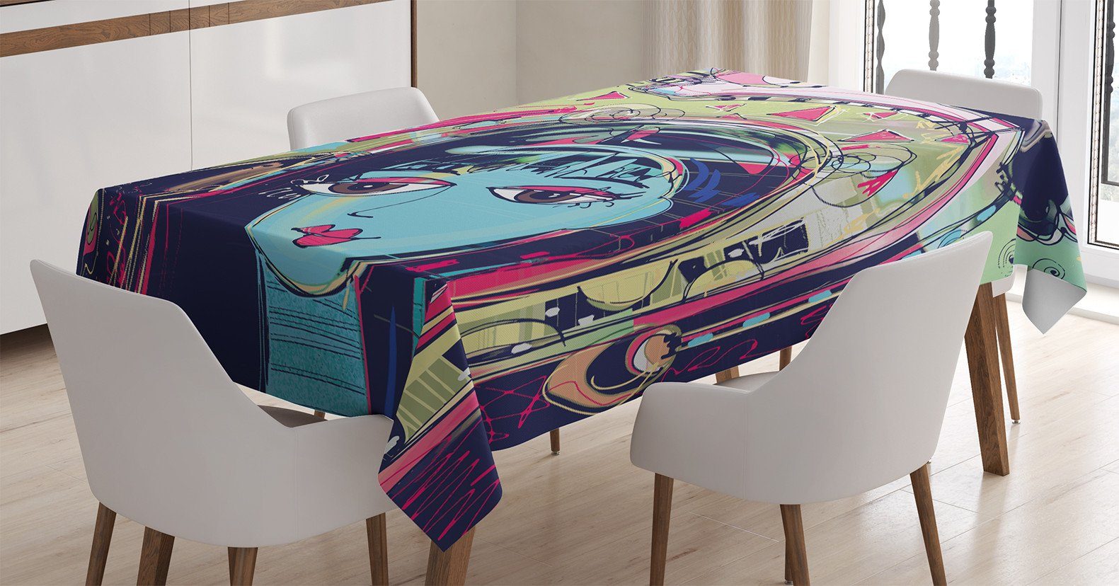 Klare den Avatar Bereich Außen Kunst Abakuhaus Katze Farbfest Farben, Tischdecke Für Frau Waschbar Abstrakte geeignet