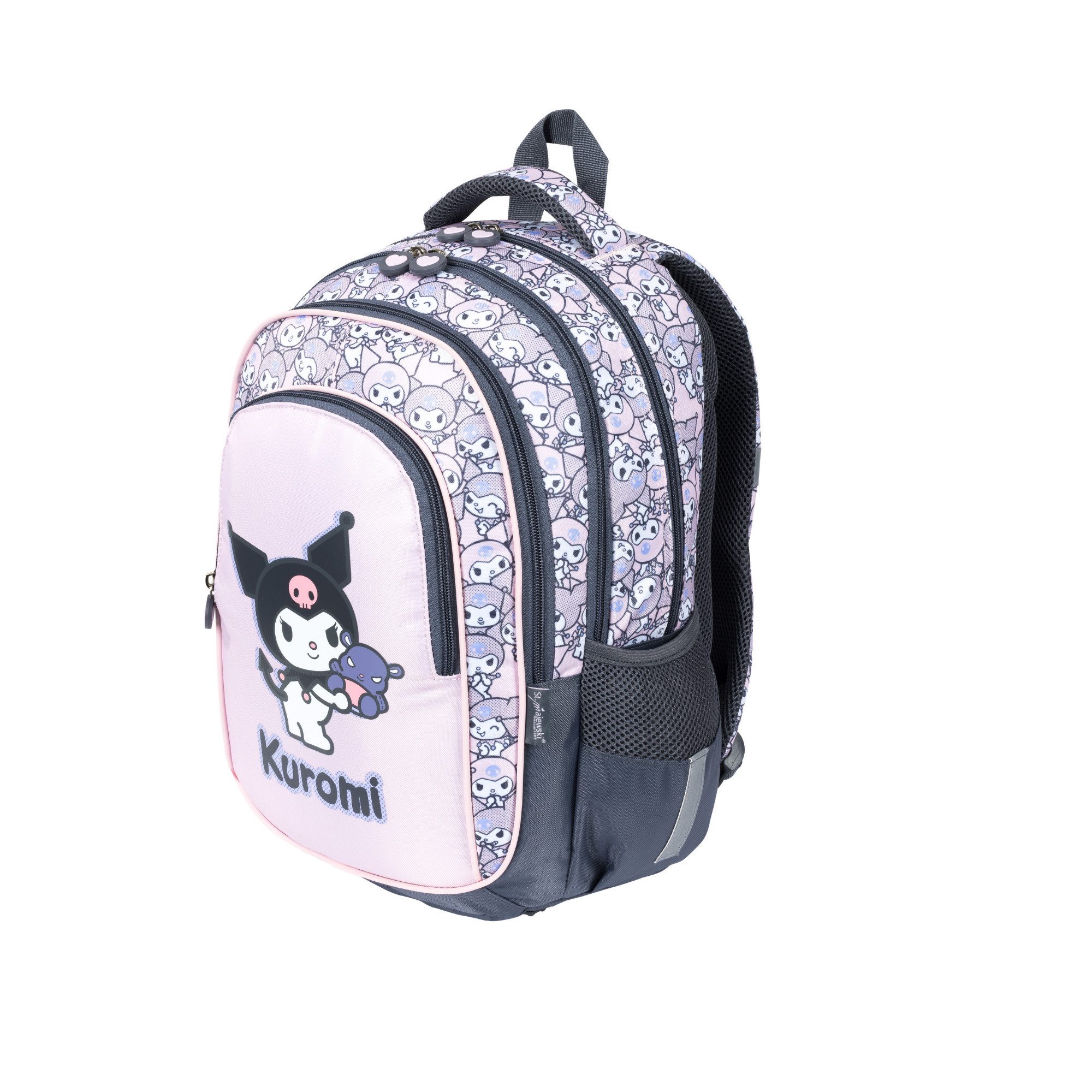 GOLDKIDS Schulranzen für Jungen und Mädchen, 4er-Set - (Schul-Rucksack für Kinder mit Federmäppchen -, Schuhbeutel und Regenschutz), - Kuromi Motiv