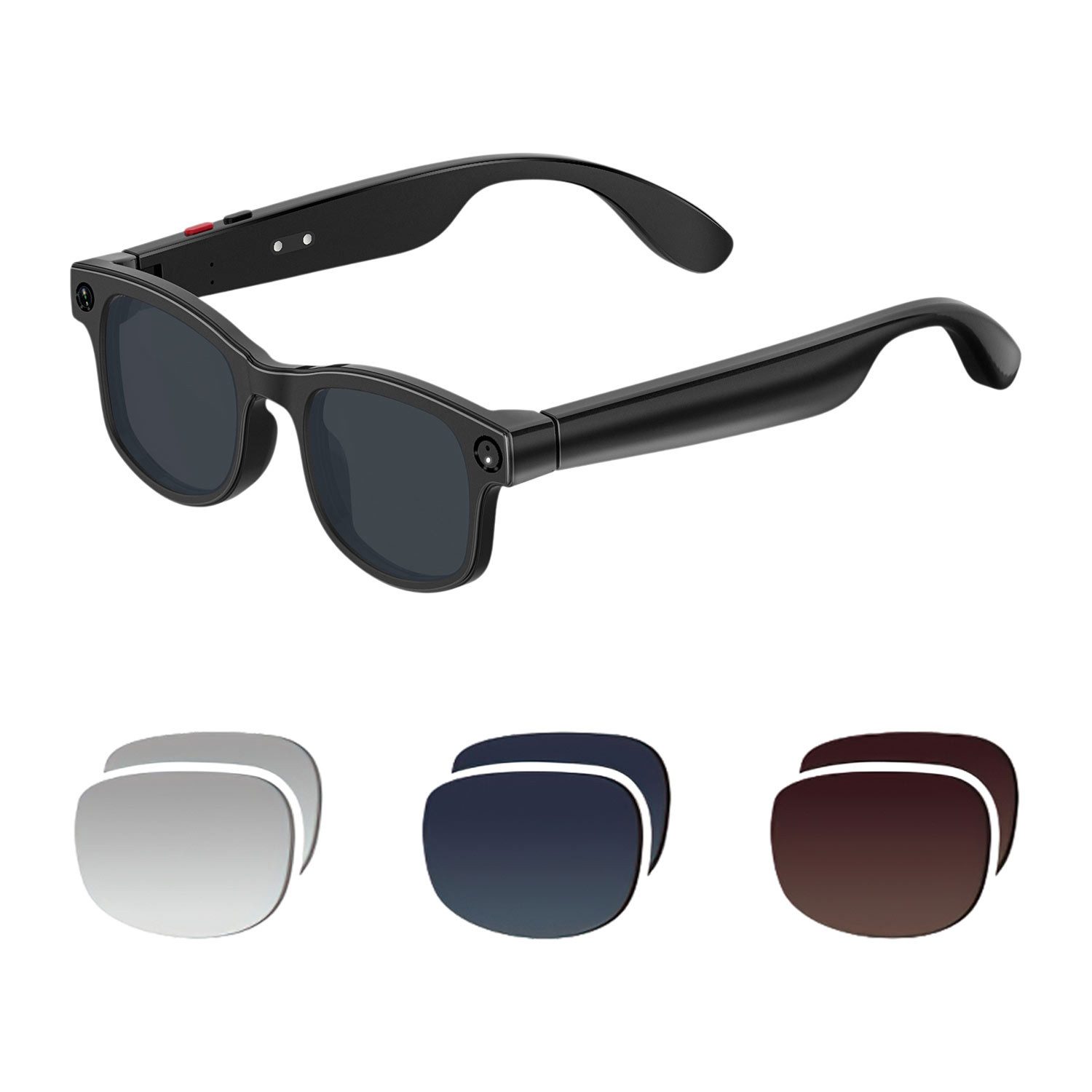 Refttenw Brille Intelligente Brille mit Übersetzungsfunktion,mit ChatGPT,Kamera, 3 Wechselobjektivoptionen