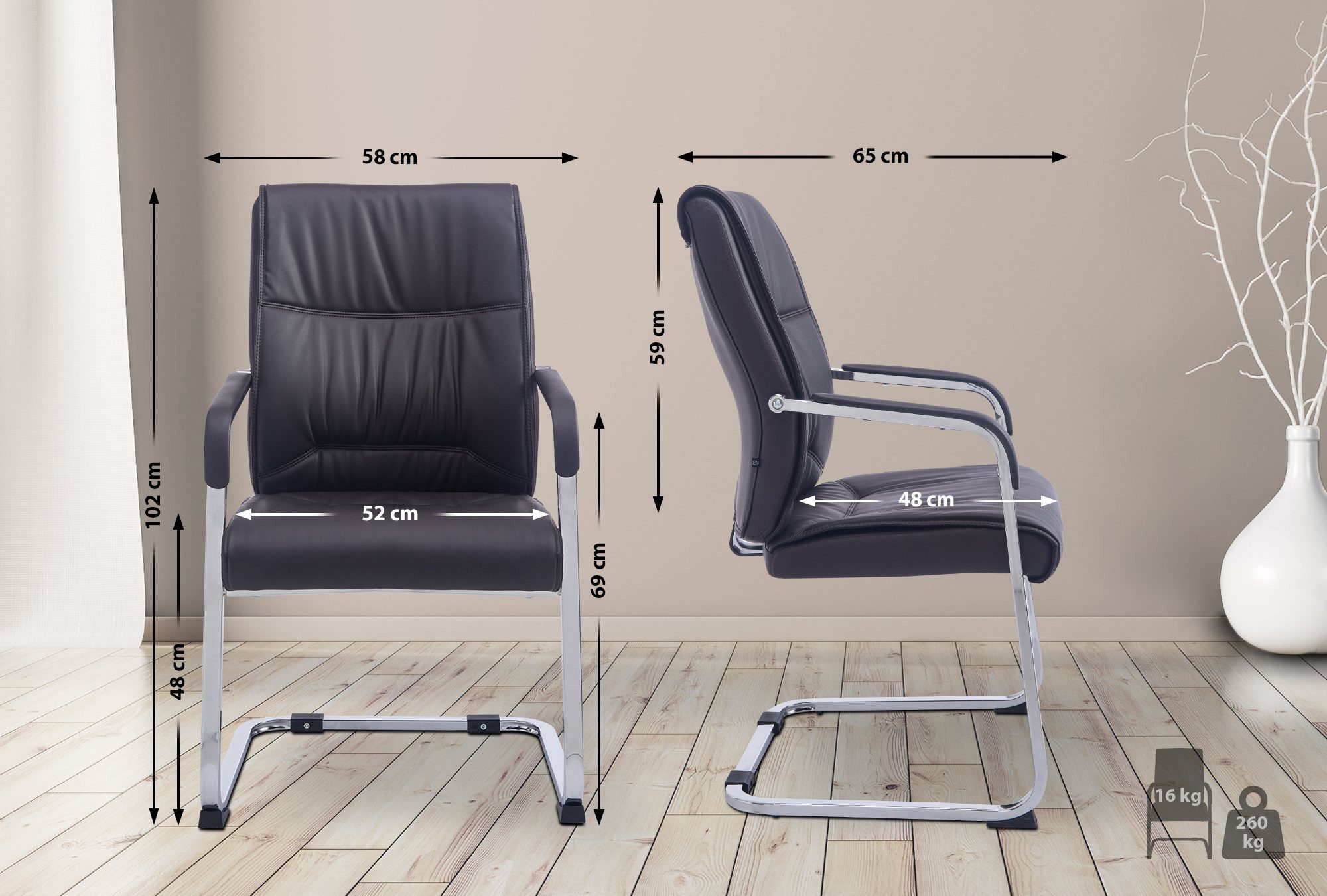 CLP Besucherstuhl Anubis Kunstleder, mit Armlehne günstig online kaufen