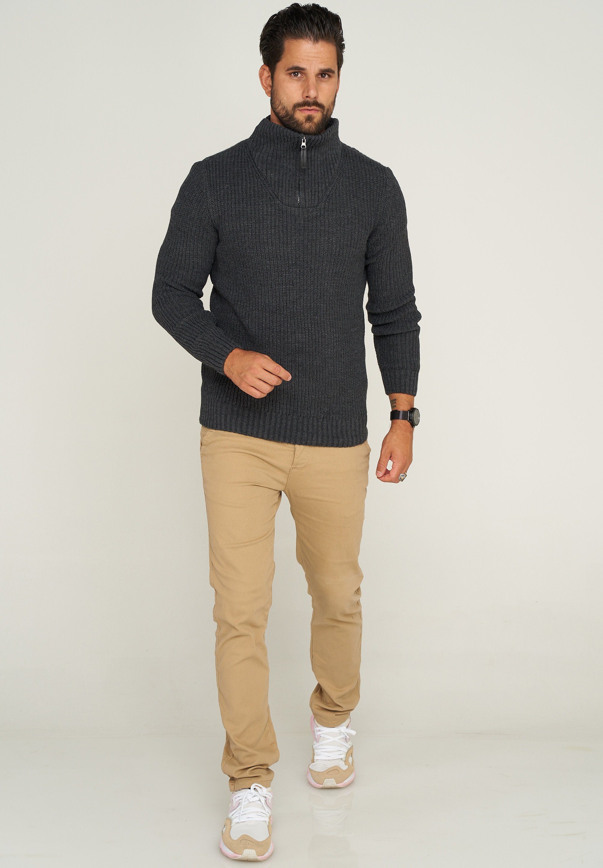 CARISMA Strickpullover CRHAMAR Grobstrick Muster Troyer Pullover günstig online kaufen