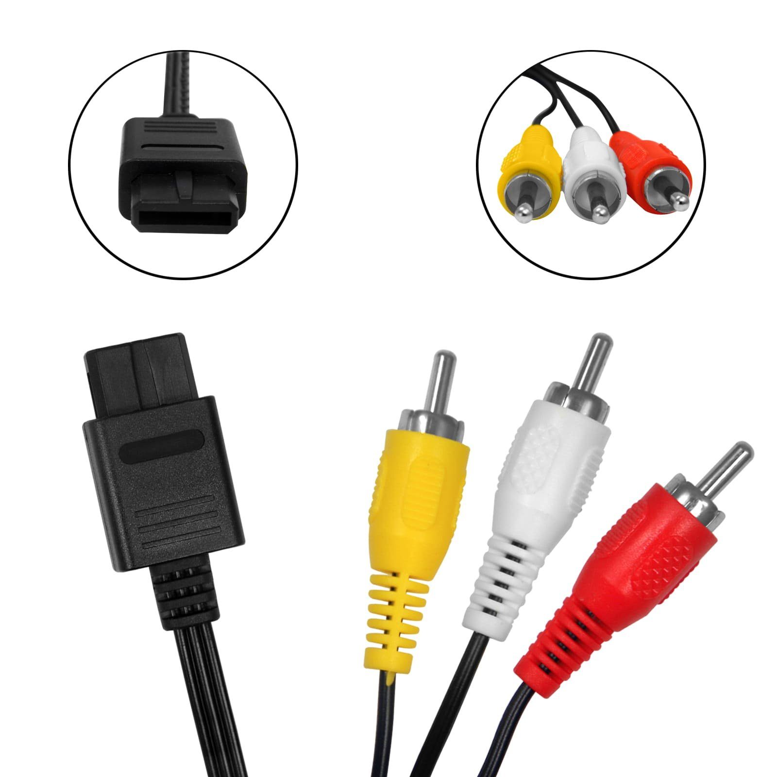 EAXUS Video AV Kabel für Nintendo GameCube, Nintendo 64 & Super Nintendo  Audio- & Video-Kabel, Composite-Video, Stereo Audio, (180 cm), Geeignet für  NGC, N64, SNES