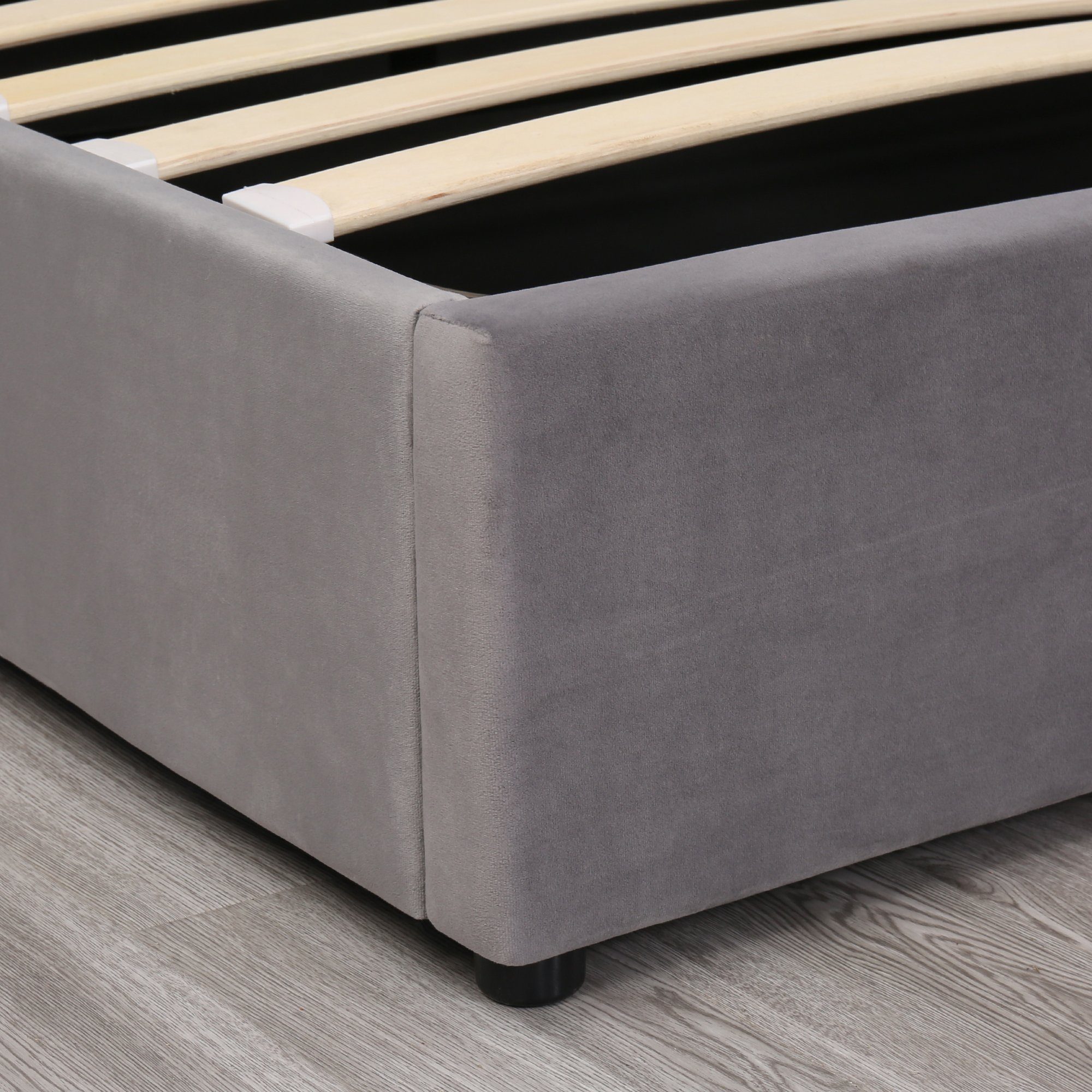 Boxspringbett (Doppelbett Funktionsbett mit Bettkasten und Lattenrost), Polsterbett 160x200 cm Hydraulisches Bett, Samt, Gepolstertes Kopfteil
