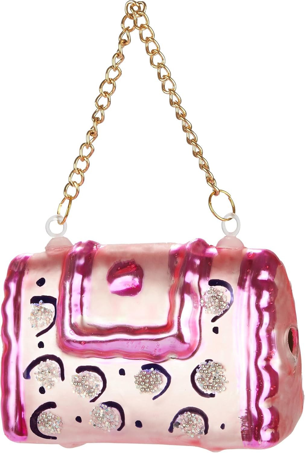 BRUBAKER Christbaumschmuck Handtasche - Handbemalte Weihnachtskugel aus Glas - 7,5 cm Baumkugel (1-tlg), Handtasche Rosa Pink Weihnachtsdeko Anhänger für Frauen - Mundgeblasen