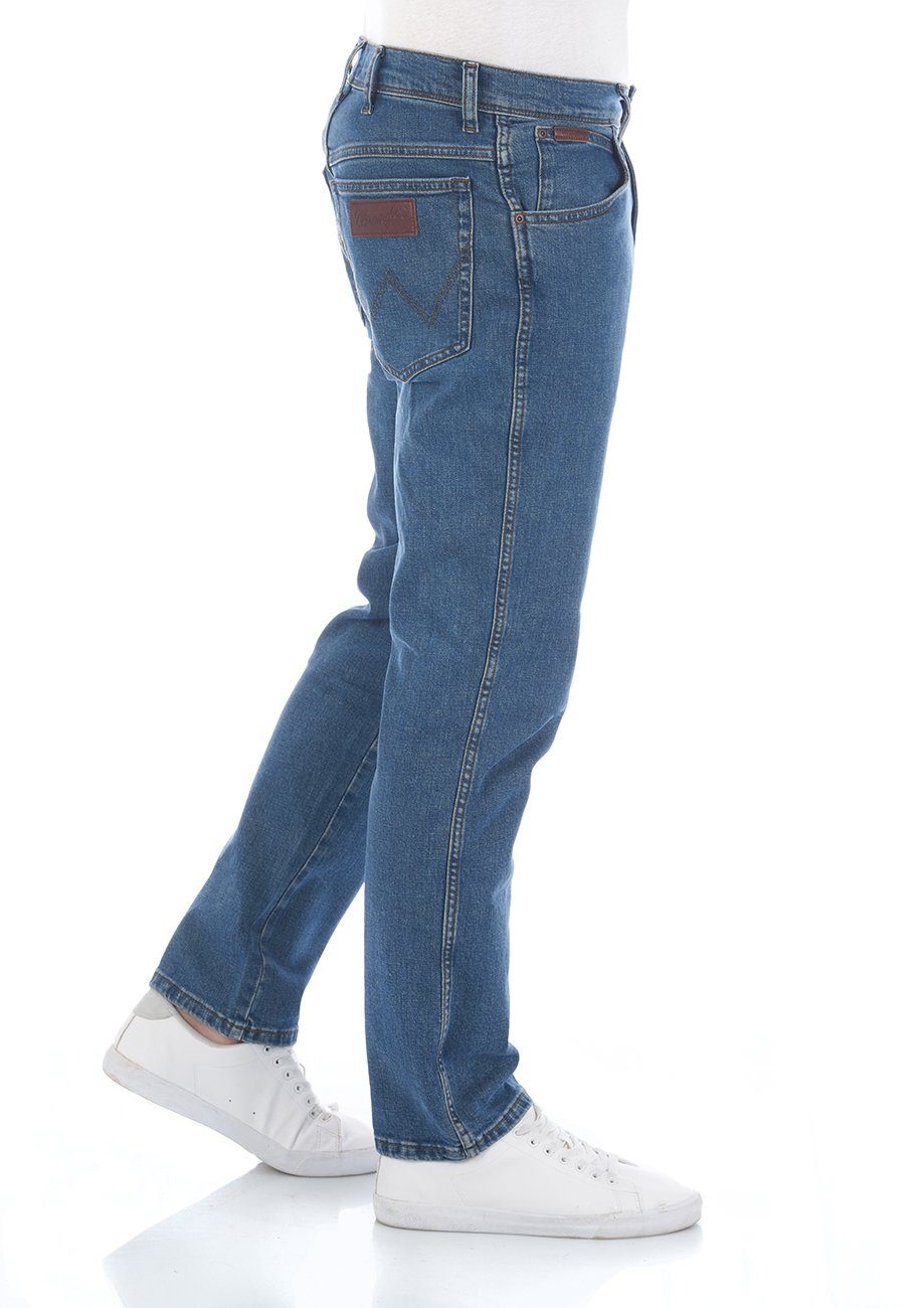 Fit Wrangler Regular Straight-Jeans (WSS1X5147) Stretch Jeanshose Hose Texas Denim Herren mit Island Green Stretch