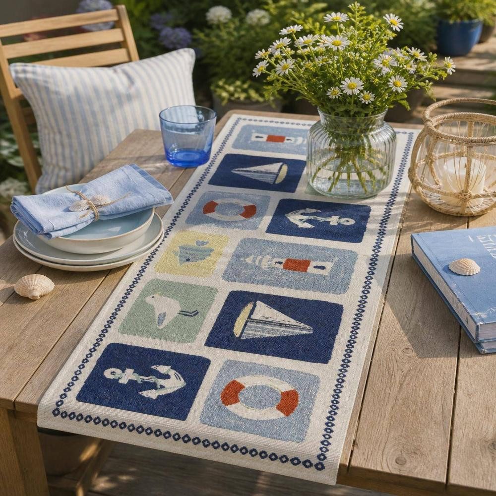 sander table + home Tischläufer Kleiner Gobelin Tischläufer Montauk mit maritimen Muster