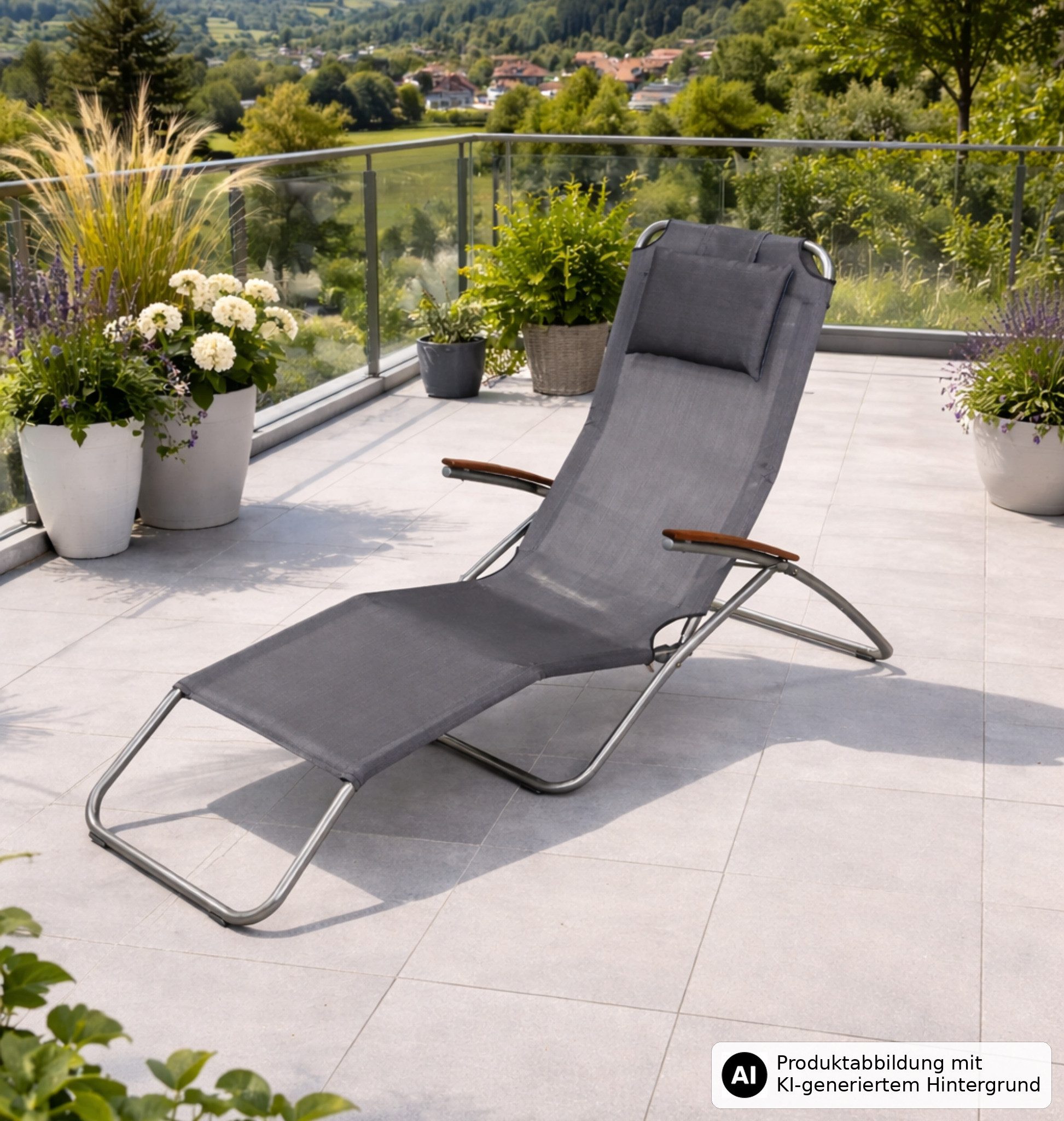 Leco Gartenliege Edelstahl Kippliege Sonnenliege Relaxliege Poolliege ELEGANCE, Eukalyptusholz
