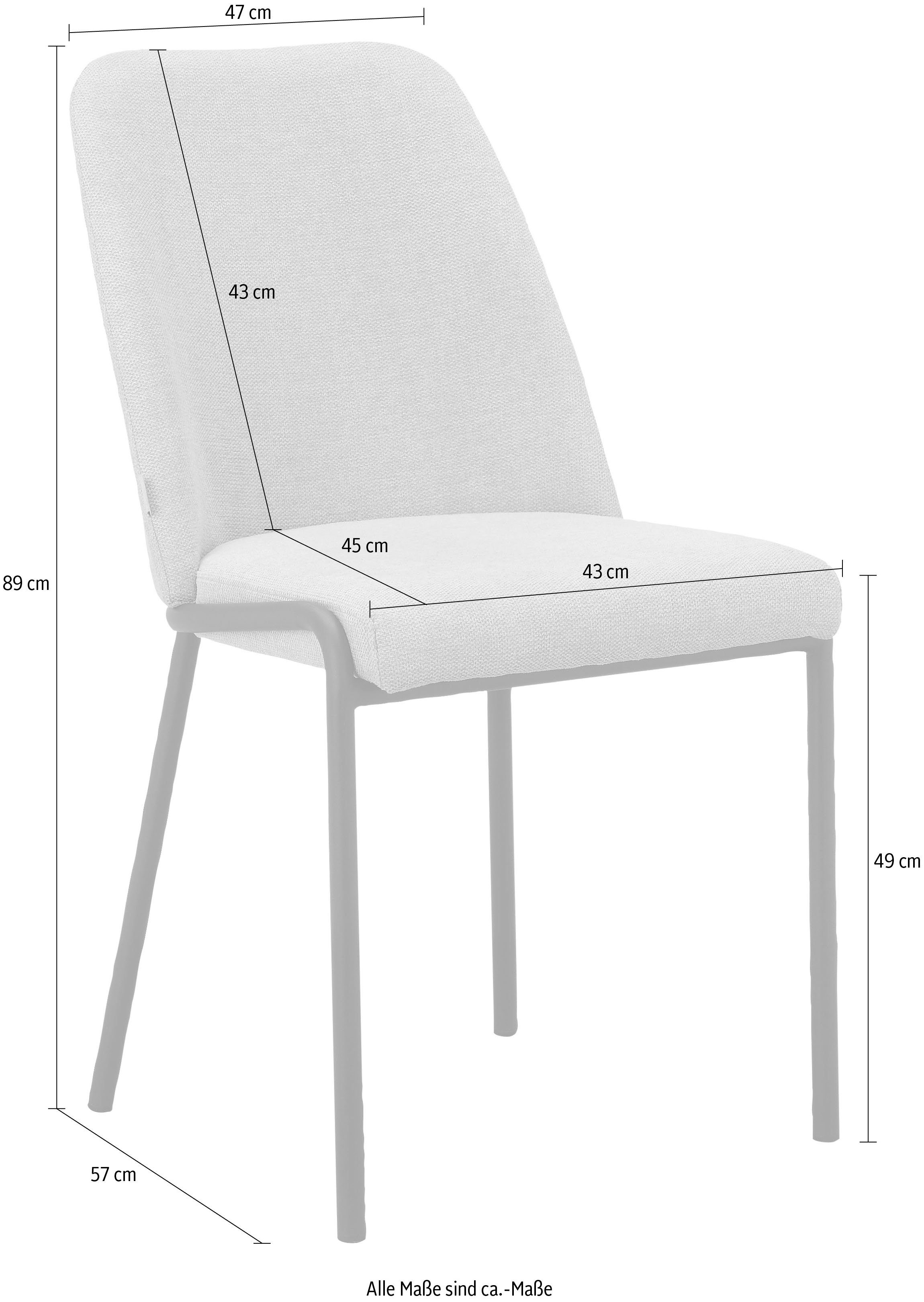 Set erhältlich, Rücken Sitzhöhe Grimsbu 49 und andas grau | cm (2 mit im 2er gepolstert, grau Esszimmerstuhl St), Sitz