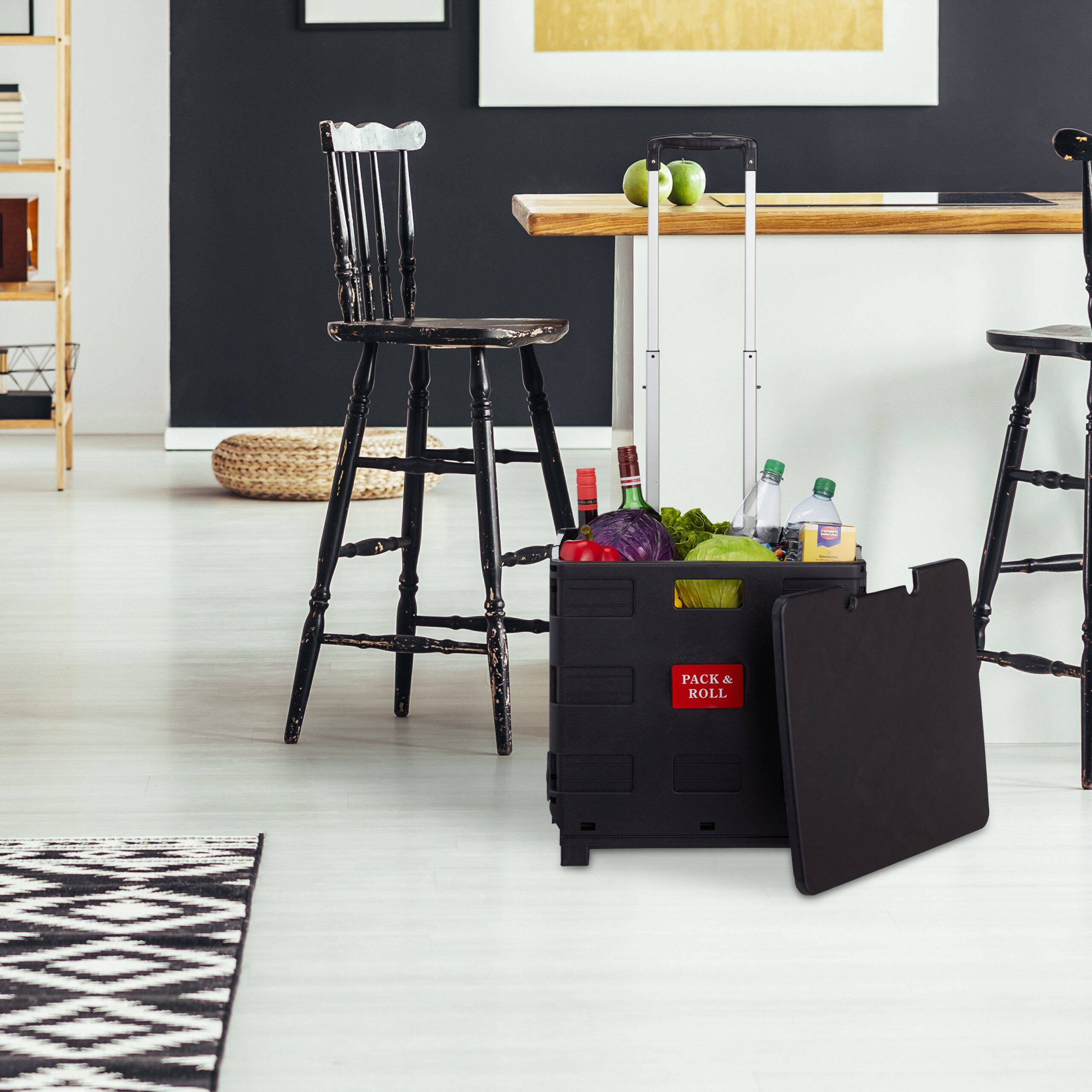 relaxdays Einkaufstrolley mit Deckel, Grau günstig online kaufen