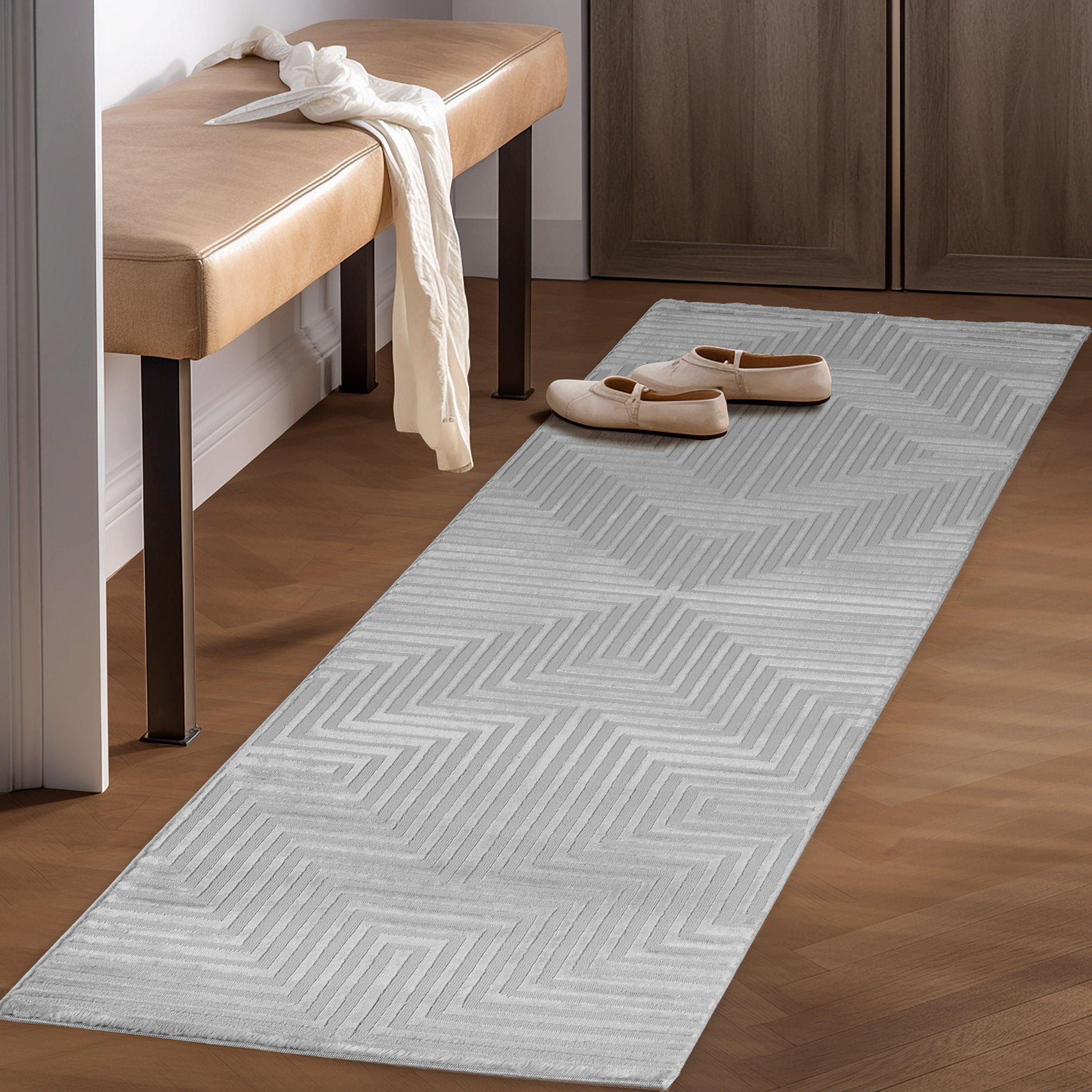 SIMPEX24 Kurzflor-Bettumrandung Geometrisch Design, Höhe 12 mm, (Bett-Set, günstig online kaufen