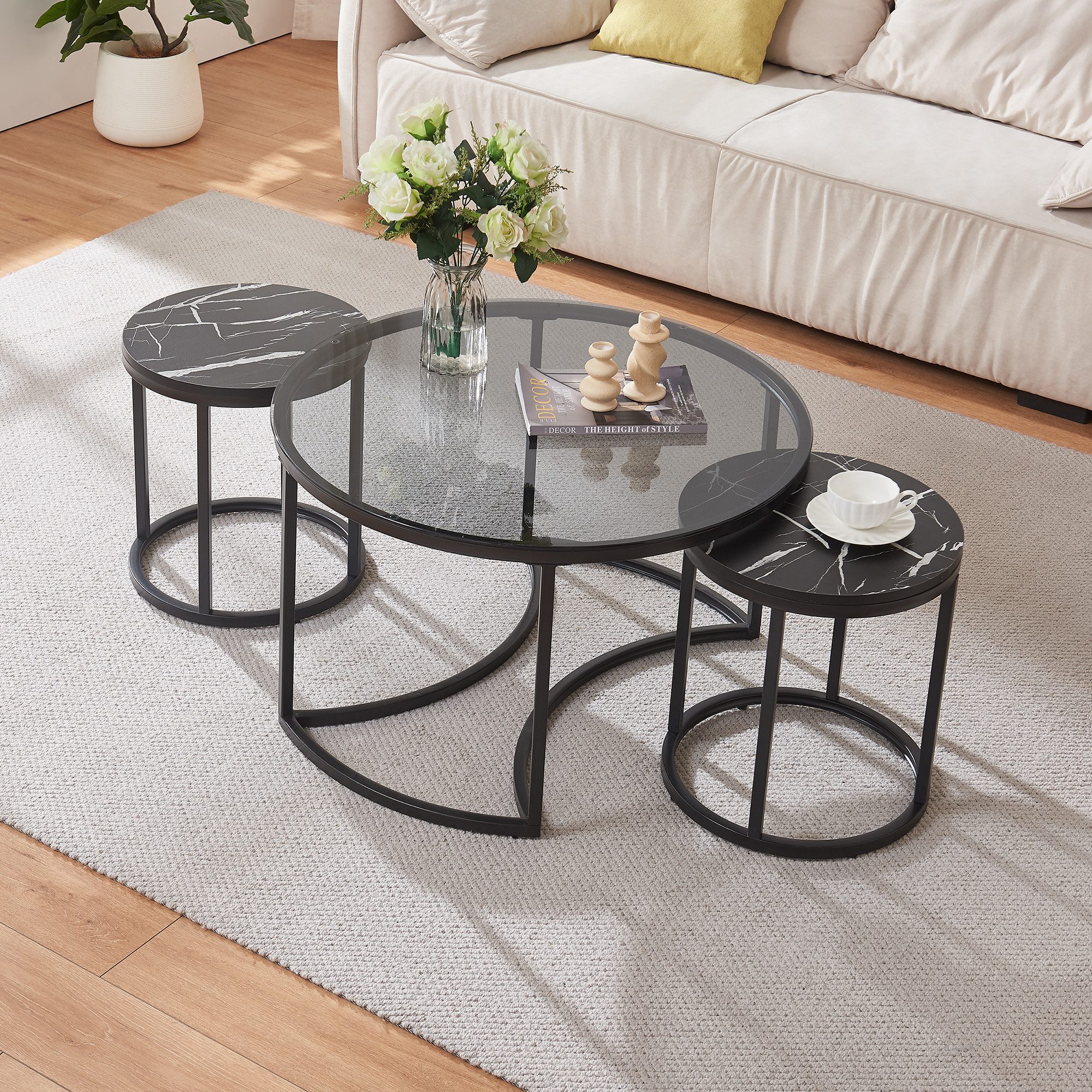 en.casa Couchtisch (Set, 3-St), »Kokkola« Satztisch günstig online kaufen