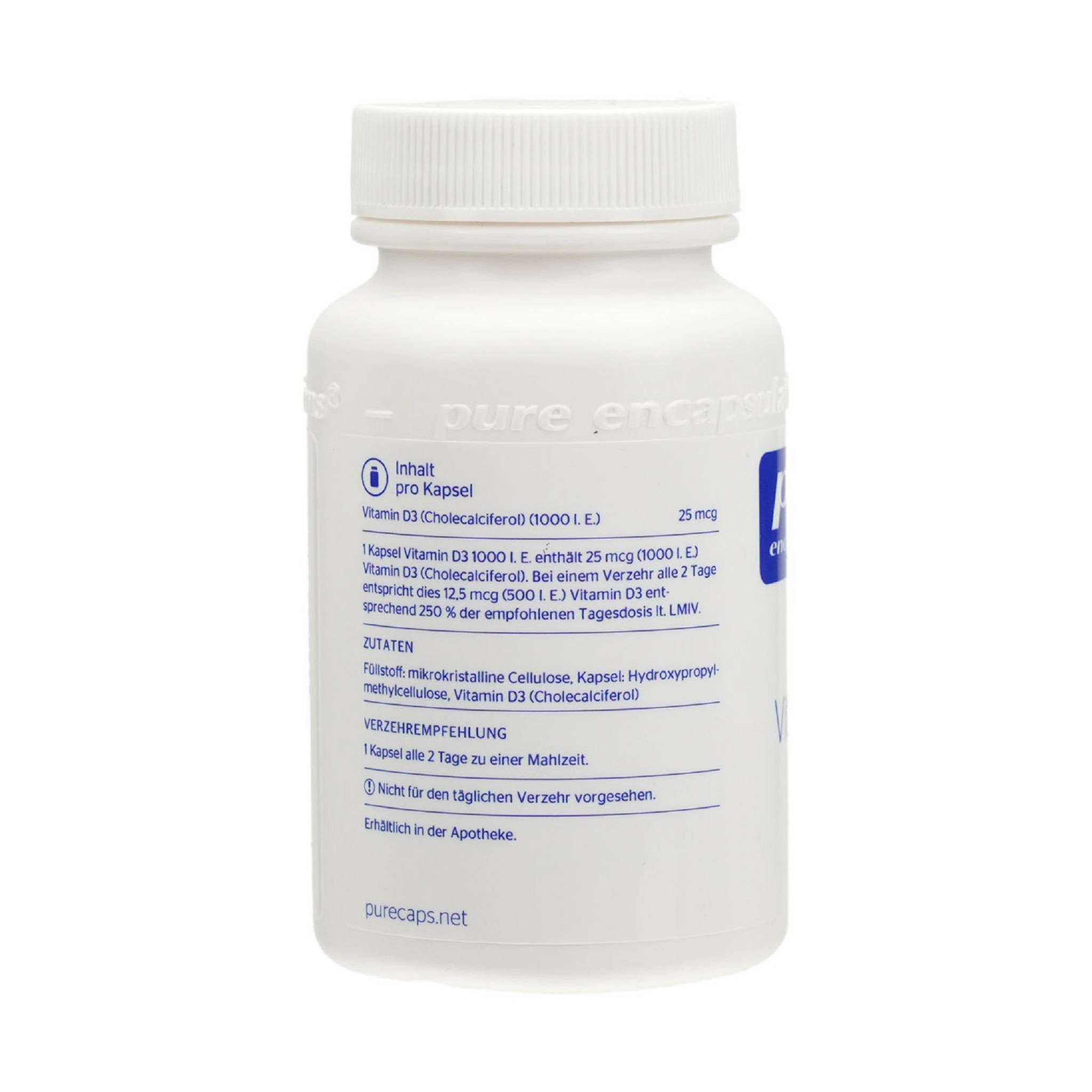 pro medico GmbH PURE ENCAPSULATIONS Vitamin D3 1000 I.E. Kapseln Kapsel