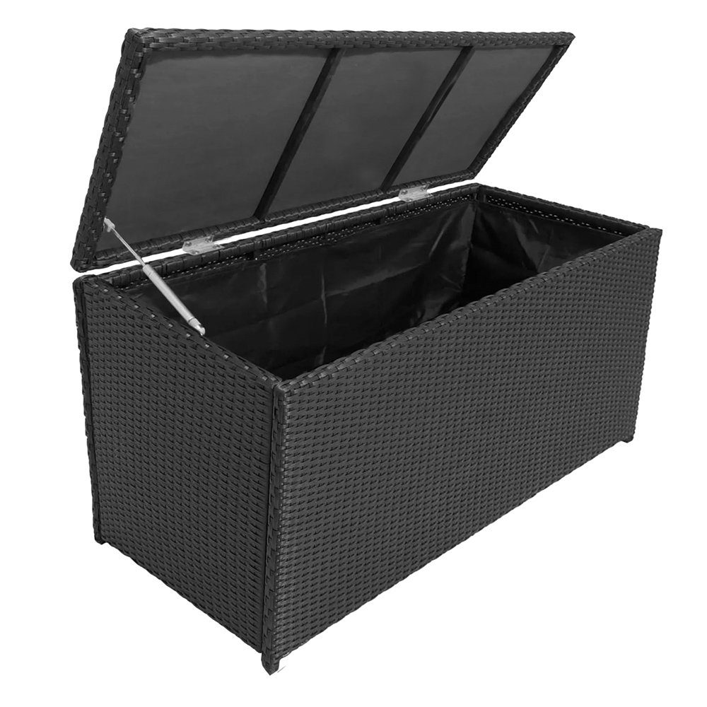 Lomadox Auflagenbox GAZA-120, Gartentruhe, Polyrattan in schwarz, ca. 120x60x50 cm