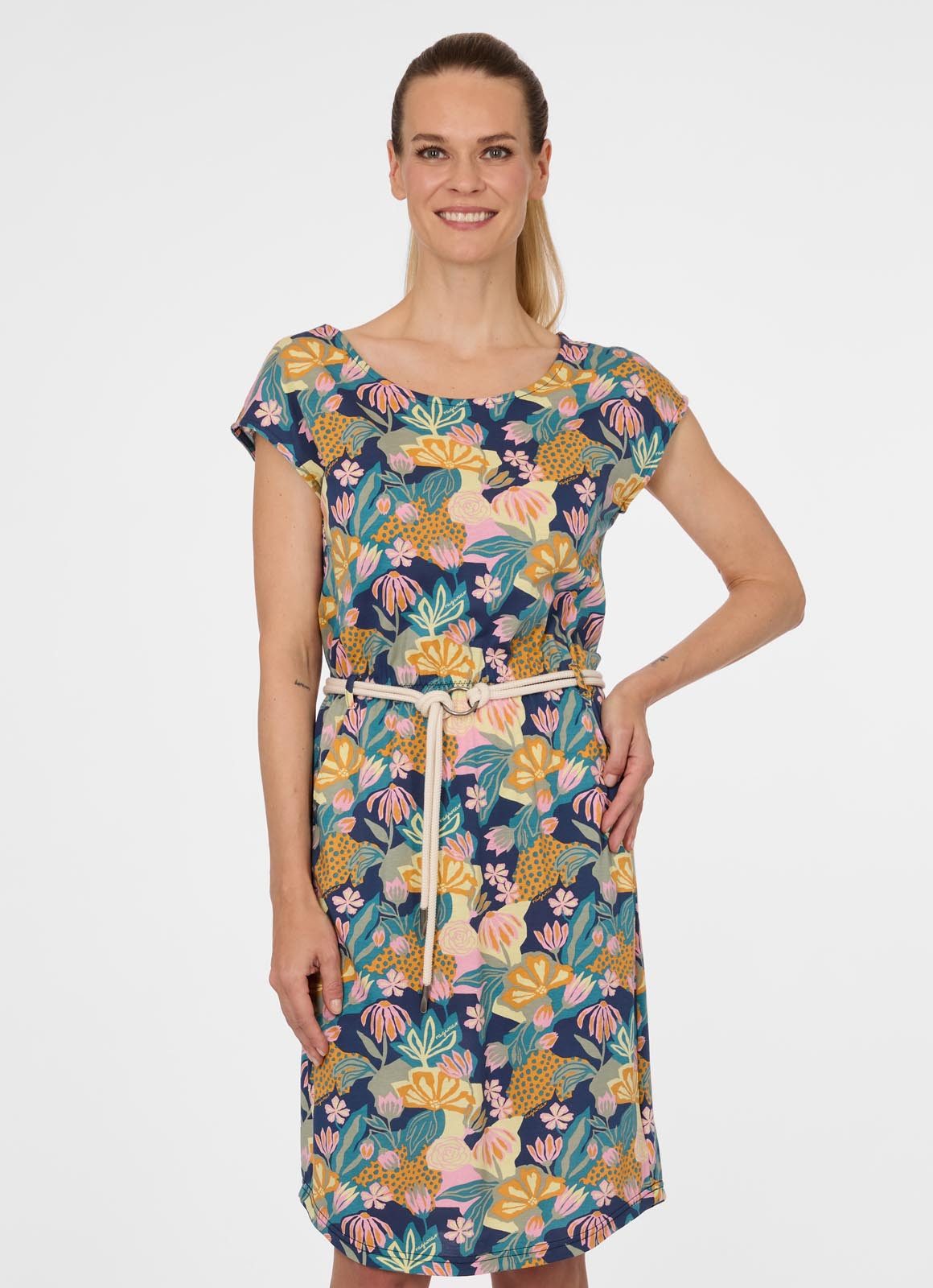 Ragwear Minikleid LILITHE PRINT aus Baumwollmischung, normale Passform, Kurzarm
