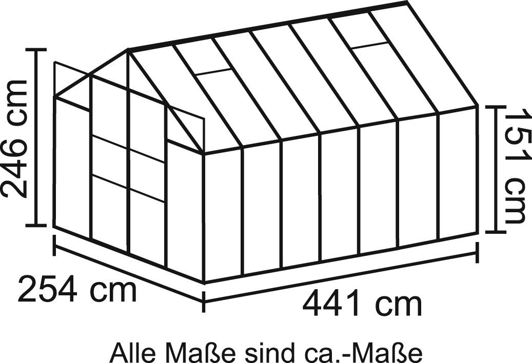 Thumbnail - Vitavia Gewächshaus Uranus 11500, BxTxH: 254 x 441 x 246 cm, 4 mm Wandstärke, Set, mit 2-tlg. Zubehör