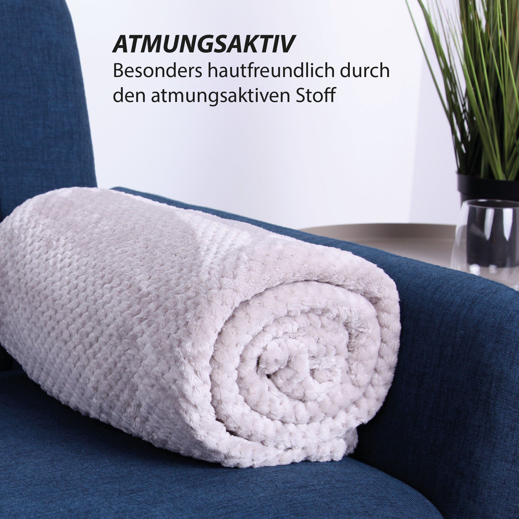 Bett, Tagesdecke Kuscheldecke Decke Couch Flanell Silber und Decke Sofa, Flauschige 150x200cm, Bestlivings, für Wohndecke